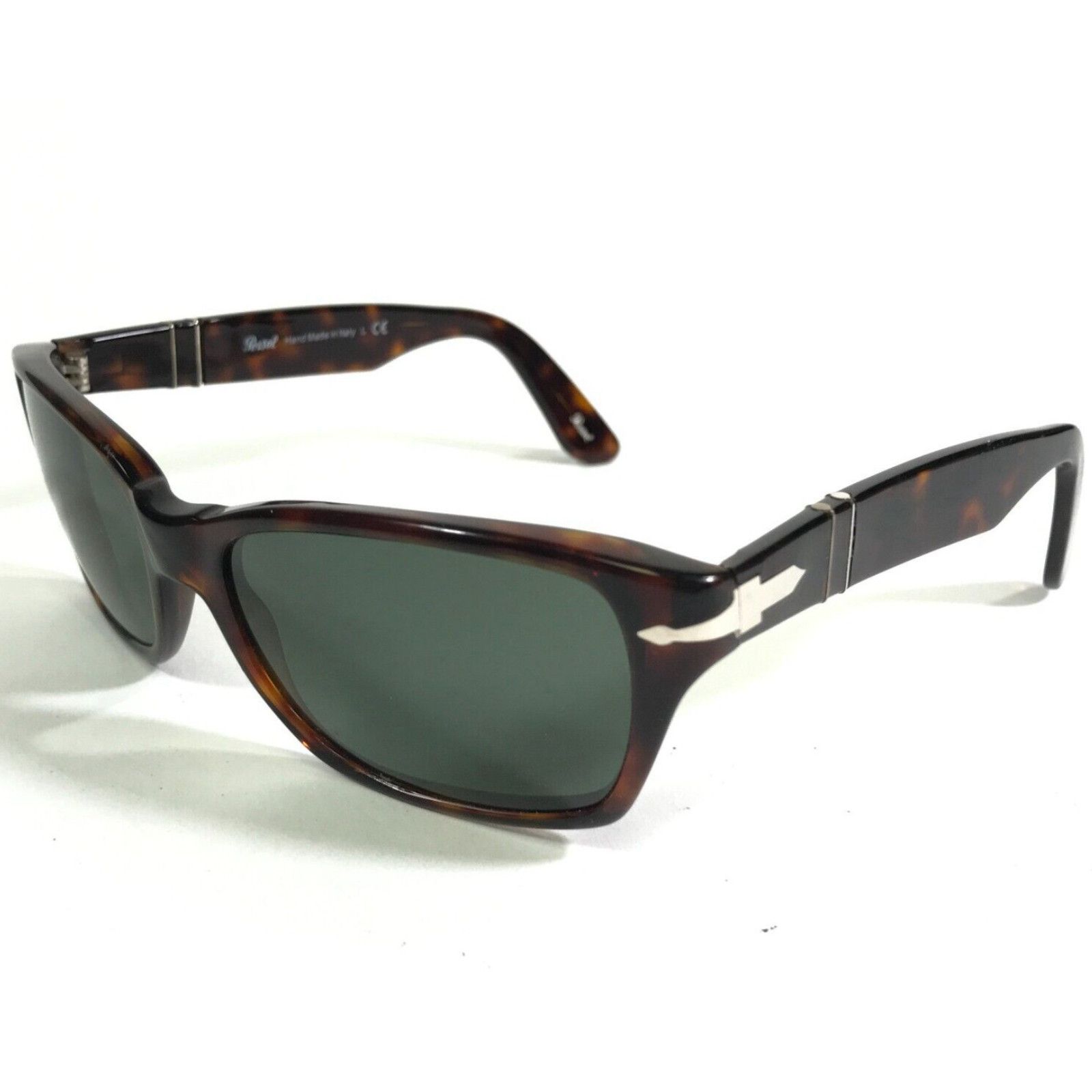 Persol Persol Sunglasses 3040 S 24 31 Brown Tortoise Square Wrap with Green Lenses 140 Grailed