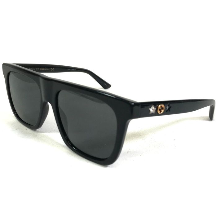 Gucci Gucci Sunglasses GG0347S 001 Shiny Black Stars Logos with Black