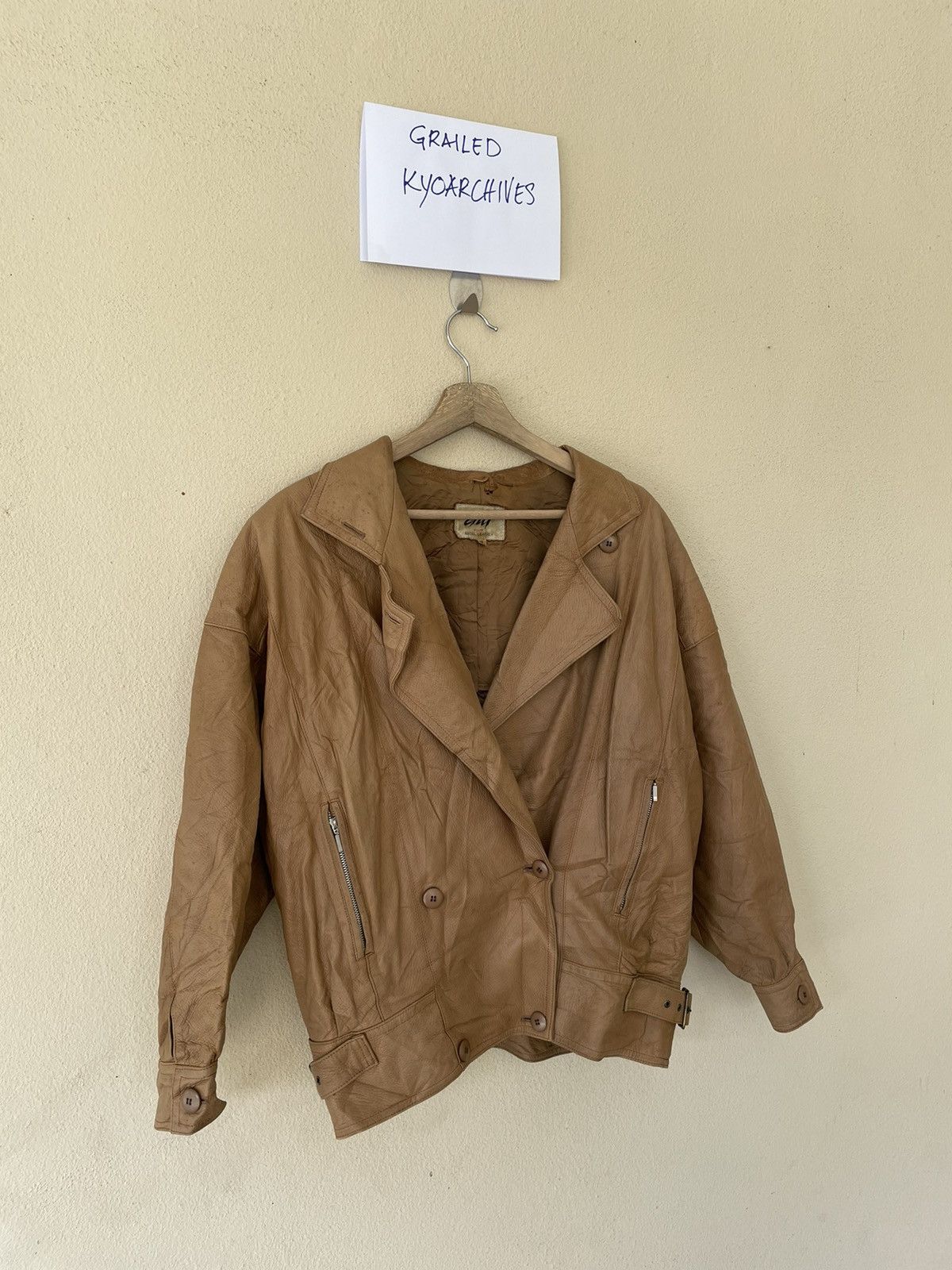 Vintage GILL POUR ANGEL LEATHER JACKET Size US M / EU 48-50 / 2 - 2 Thumbnail