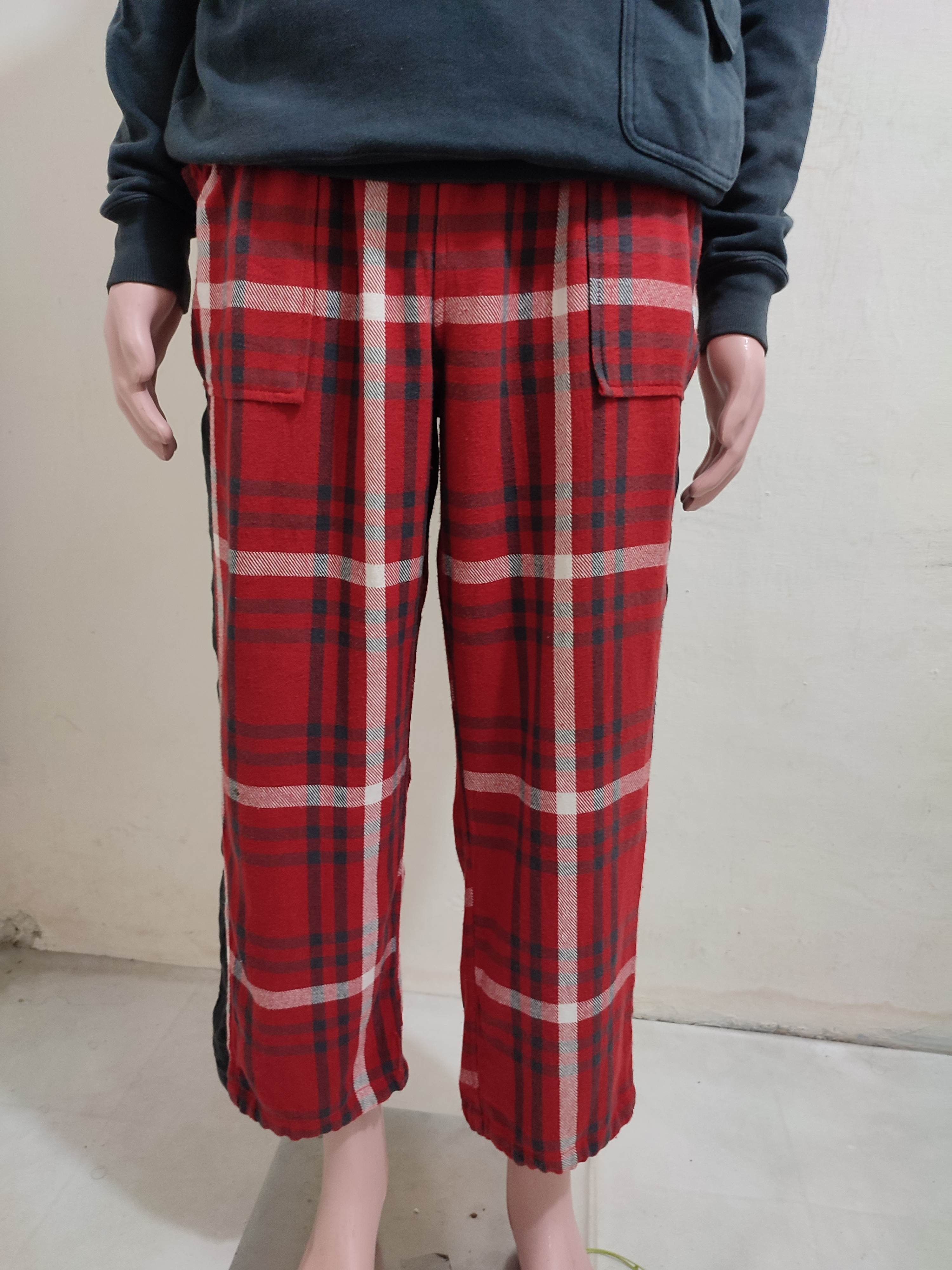 image of Y's For Living By Yohji Yamamoto Comfy Baggy Straight Pant in Red Check, Men's (Size 32)