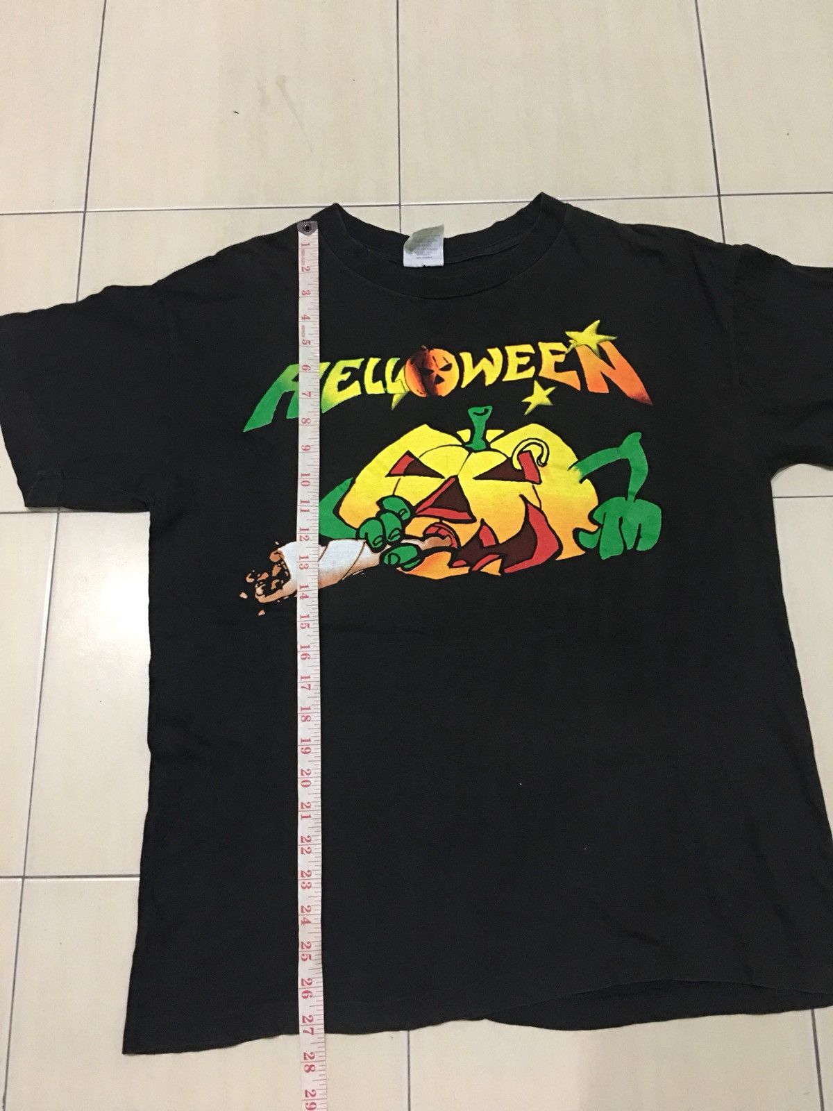 Vintage 90s Helloween metal band german black Tshirt..