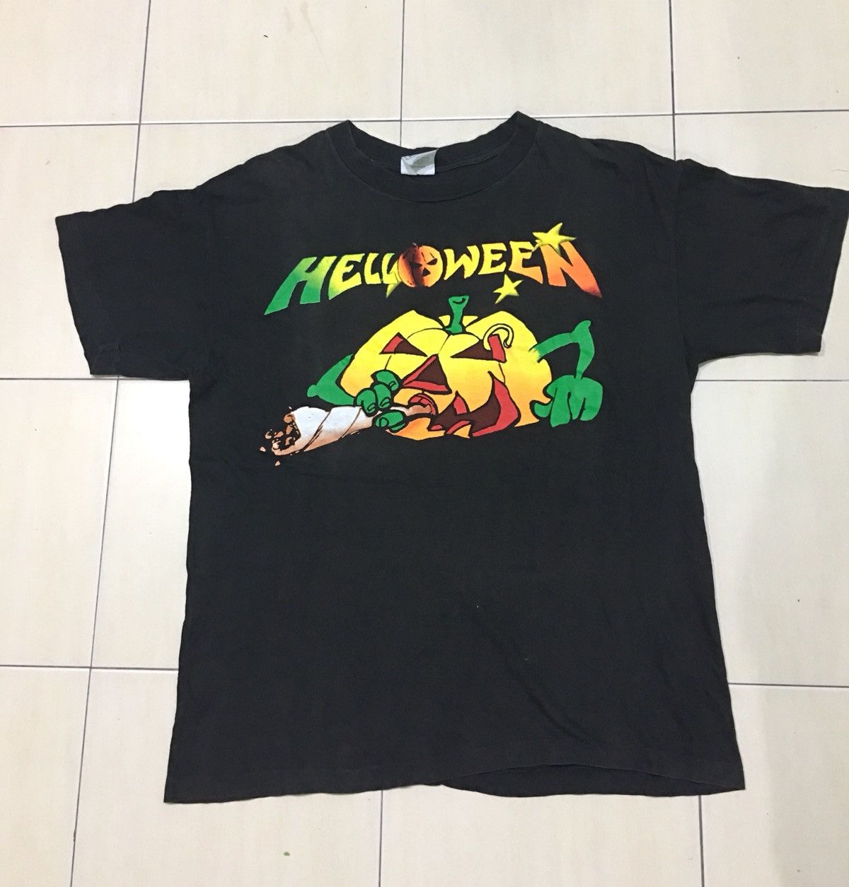 Band Tees × Vintage Vintage 90s Helloween metal band german black Tshirt.. Size US L / EU 52-54 / 3 - 4 Thumbnail