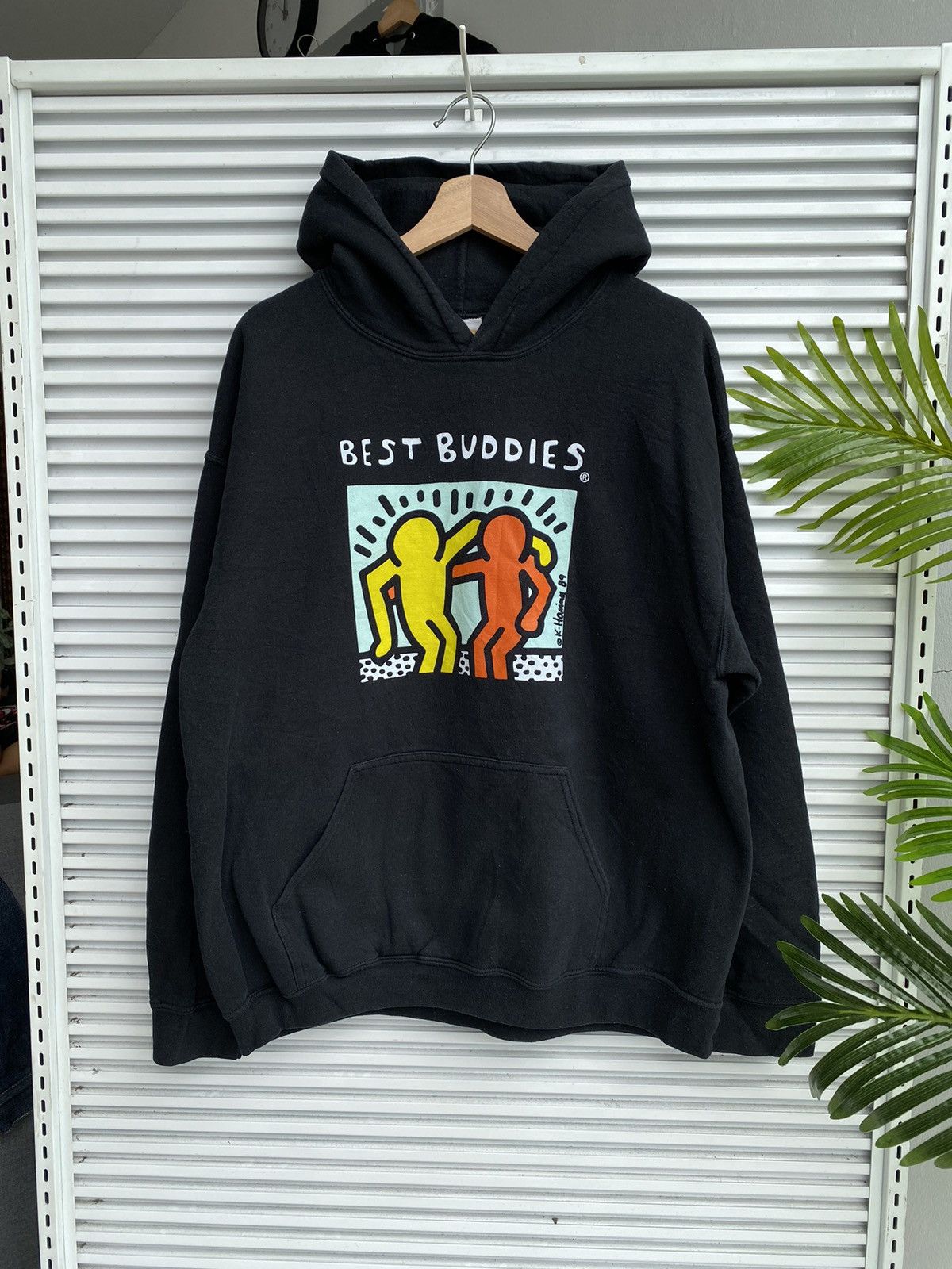 image of Keith Haring x Vintage Keith Hearing Arts Best Buddies Hoodies in Black, Men's (Size Large)