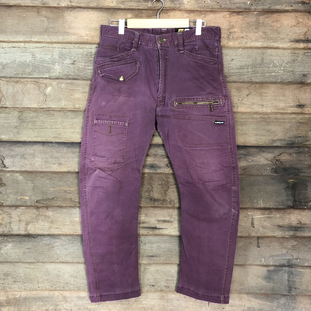 Japanese Brand DL G.Ground Purple Multipocket Tactical Cargo Pants #c1001 Size US 33 - 1 Thumbnail