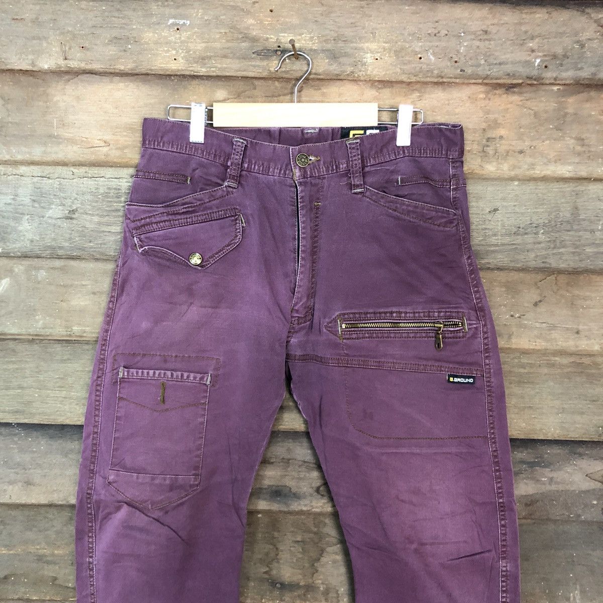 Japanese Brand DL G.Ground Purple Multipocket Tactical Cargo Pants #c1001 Size US 33 - 2 Thumbnail