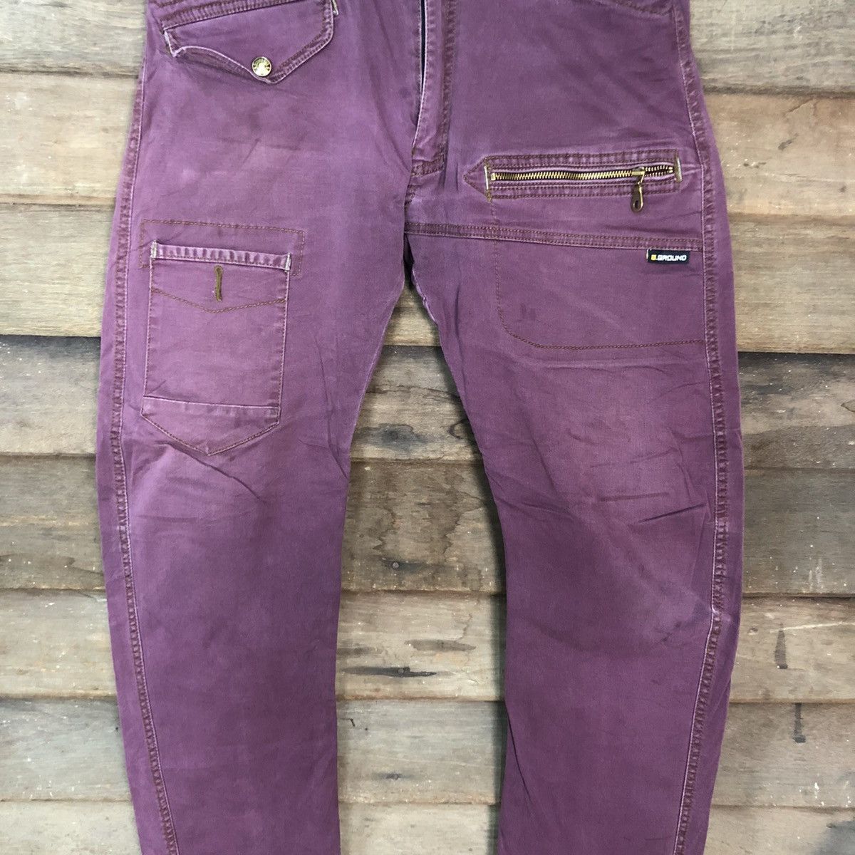 Japanese Brand DL G.Ground Purple Multipocket Tactical Cargo Pants #c1001 Size US 33 - 4 Thumbnail