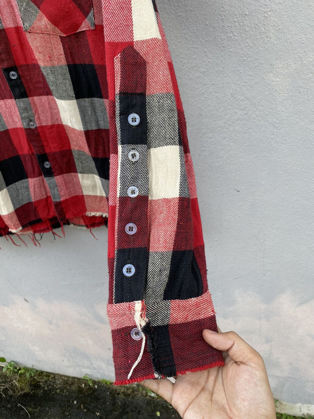 Jean-Michel Basquiat 💥BASQUIAT Distress Design Checked Flannel Size US L / EU 52-54 / 3 - 3 Thumbnail