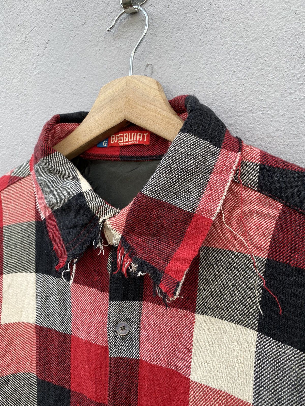 Jean-Michel Basquiat 💥BASQUIAT Distress Design Checked Flannel Size US L / EU 52-54 / 3 - 5 Thumbnail