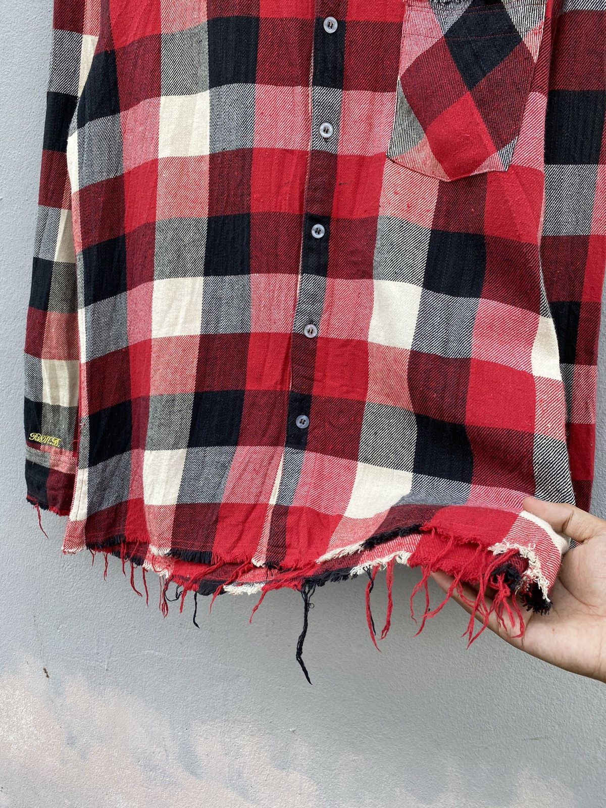 Jean-Michel Basquiat 💥BASQUIAT Distress Design Checked Flannel Size US L / EU 52-54 / 3 - 10 Thumbnail