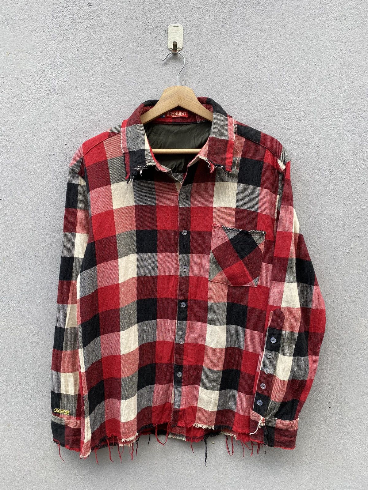 Jean-Michel Basquiat 💥BASQUIAT Distress Design Checked Flannel Size US L / EU 52-54 / 3 - 1 Thumbnail