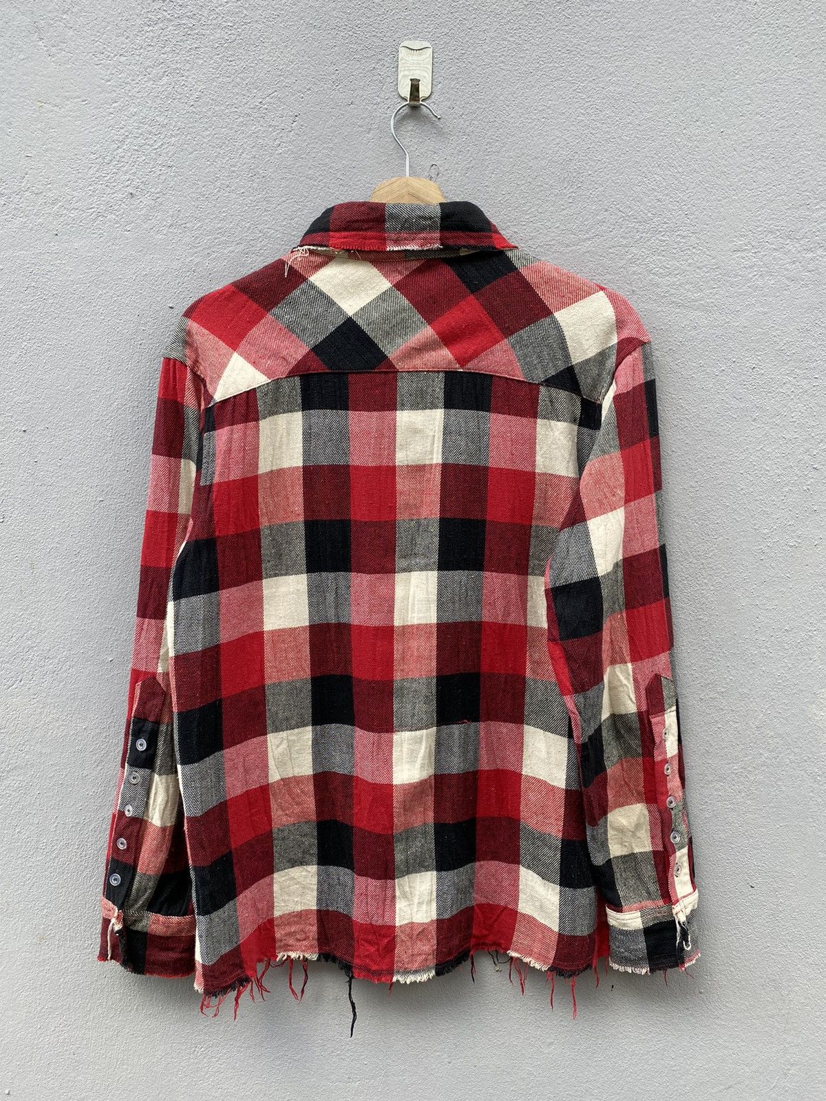 Jean-Michel Basquiat 💥BASQUIAT Distress Design Checked Flannel Size US L / EU 52-54 / 3 - 15 Thumbnail