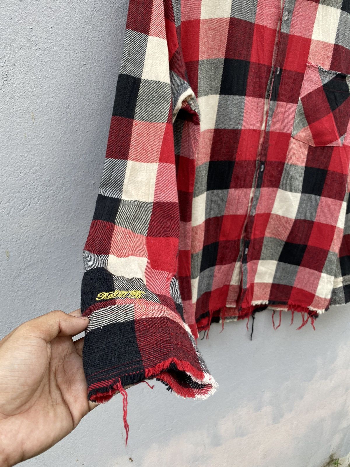 Jean-Michel Basquiat 💥BASQUIAT Distress Design Checked Flannel Size US L / EU 52-54 / 3 - 11 Thumbnail