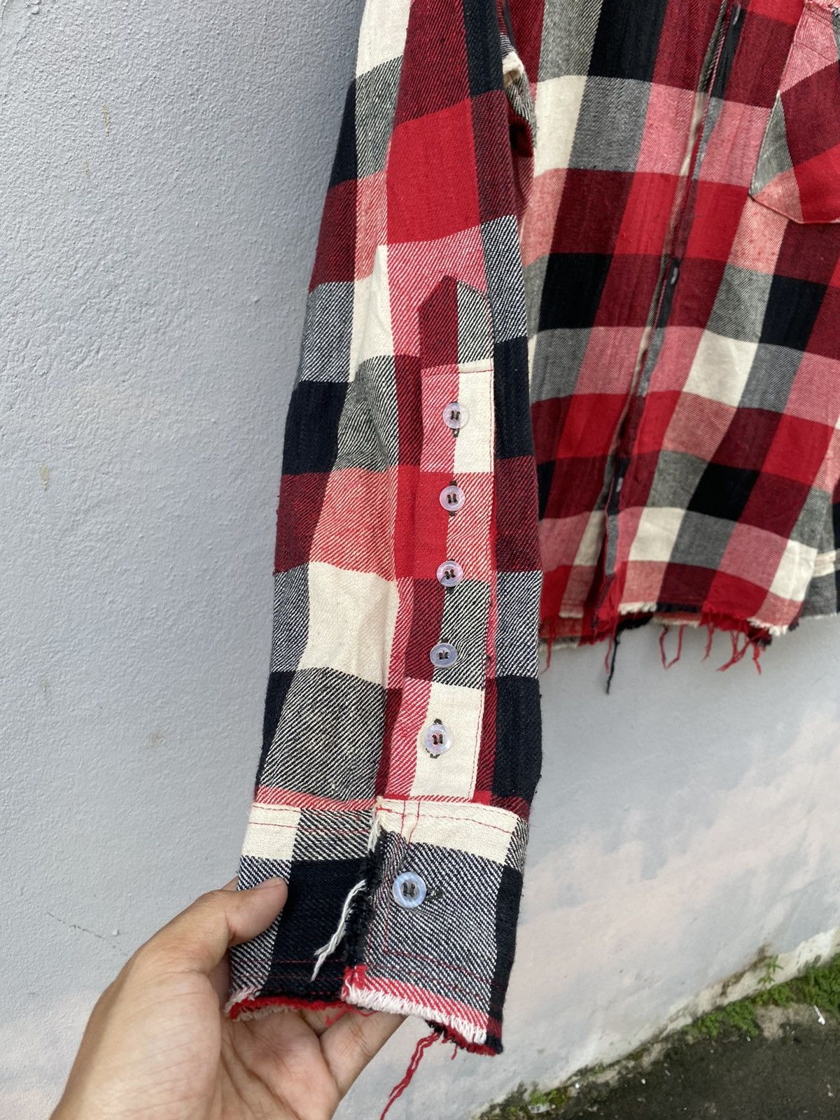 Jean-Michel Basquiat 💥BASQUIAT Distress Design Checked Flannel Size US L / EU 52-54 / 3 - 12 Thumbnail