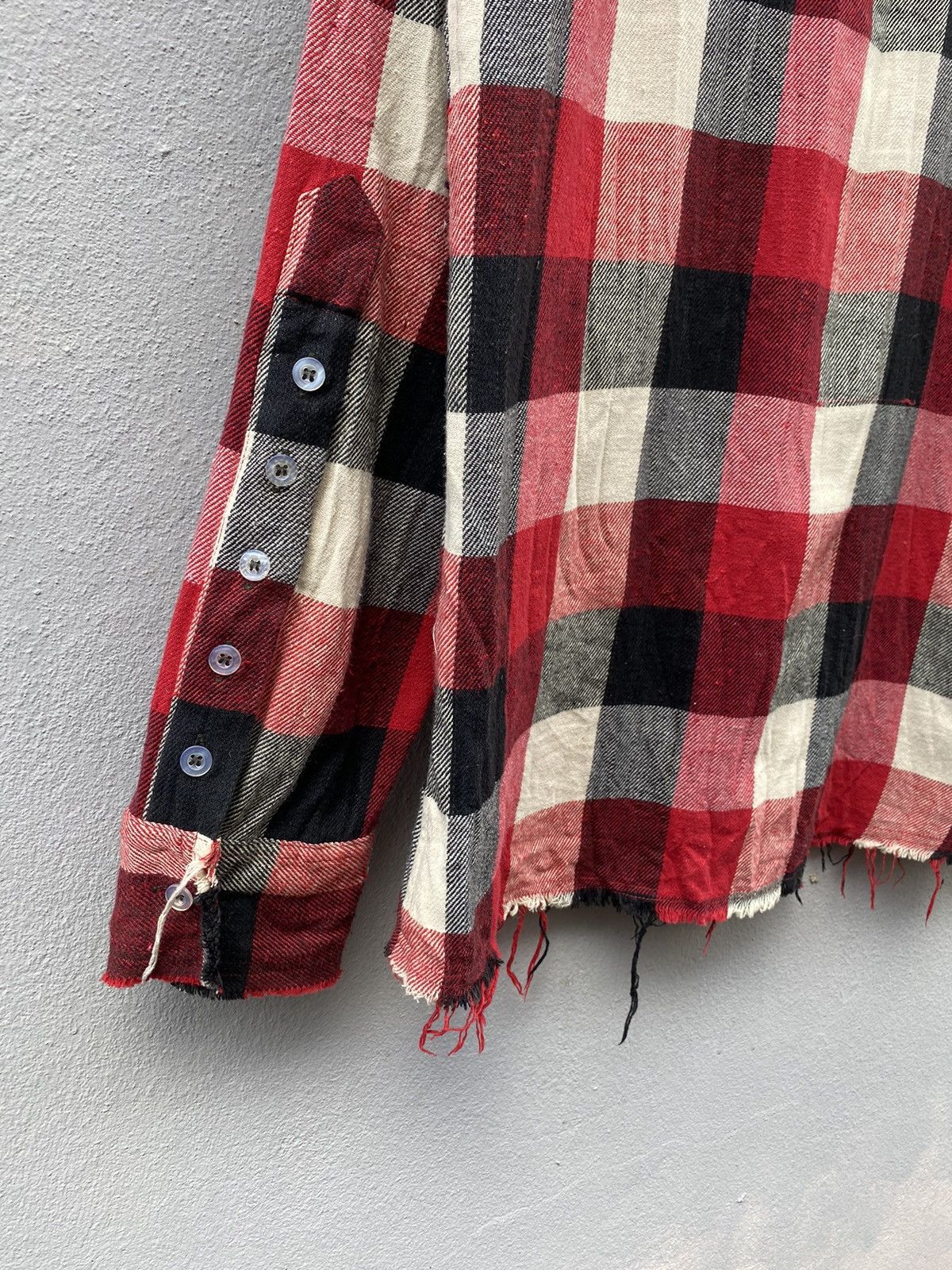 Jean-Michel Basquiat 💥BASQUIAT Distress Design Checked Flannel Size US L / EU 52-54 / 3 - 17 Thumbnail