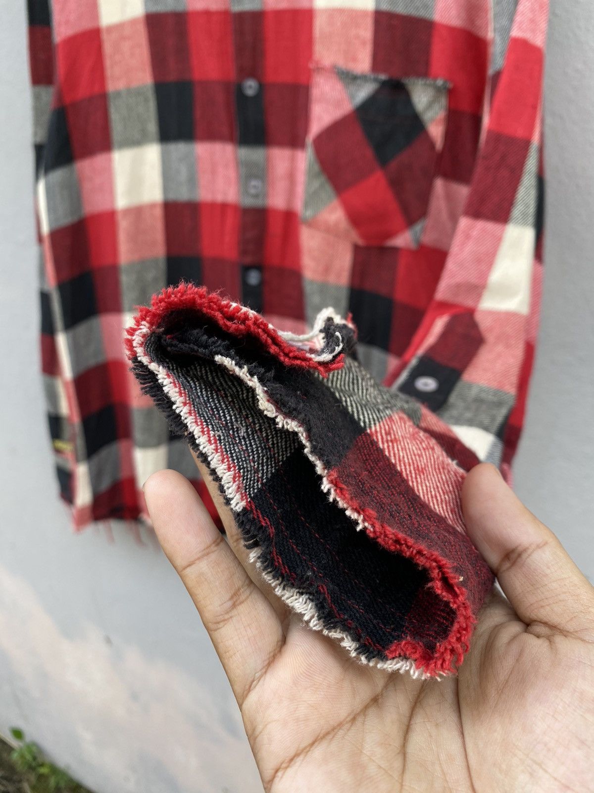 Jean-Michel Basquiat 💥BASQUIAT Distress Design Checked Flannel Size US L / EU 52-54 / 3 - 4 Thumbnail
