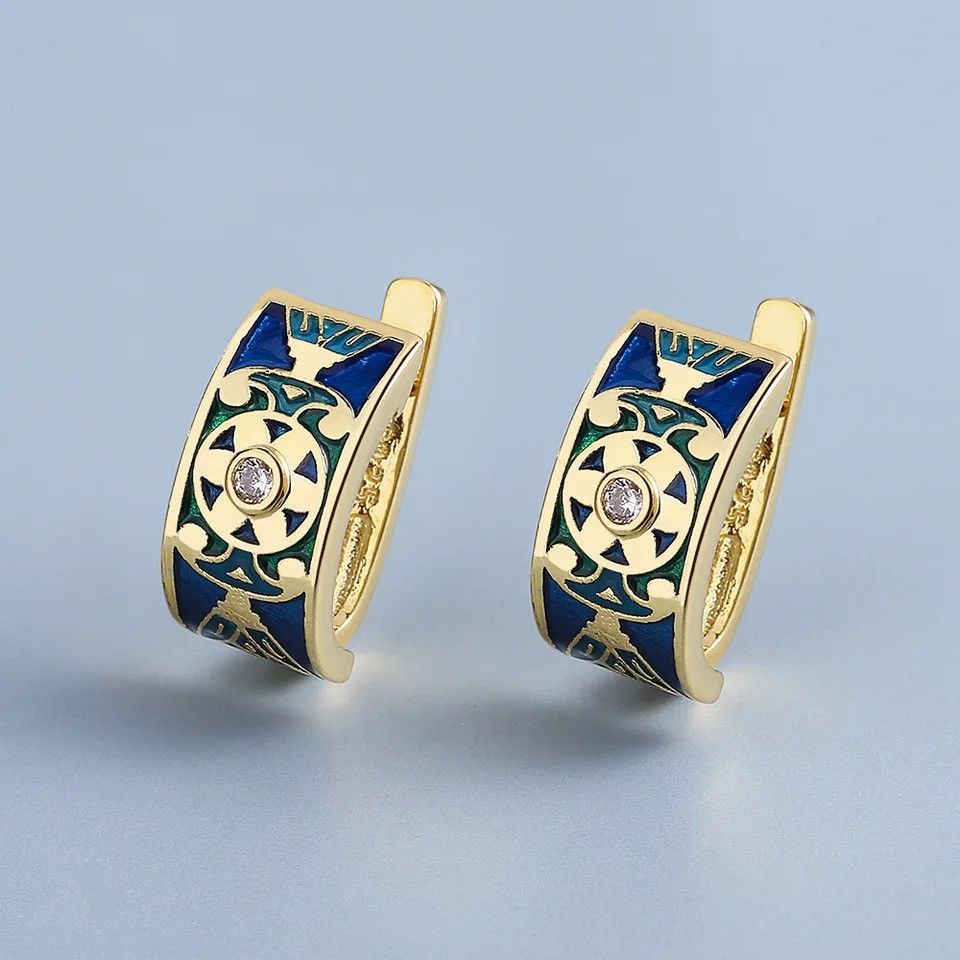 Jewelry Cute Handmade Enamel Flower Shape Earrings Size ONE SIZE - 2 Thumbnail