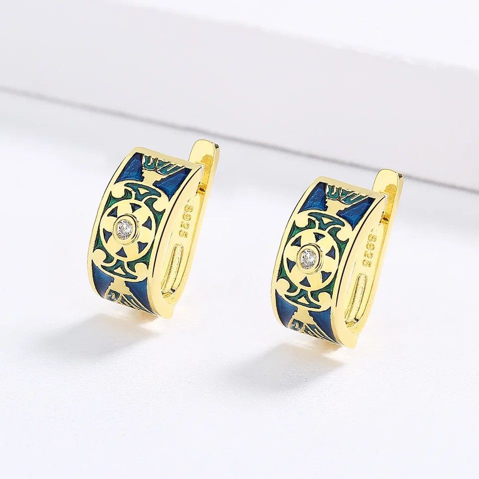 Jewelry Cute Handmade Enamel Flower Shape Earrings Size ONE SIZE - 1 Thumbnail