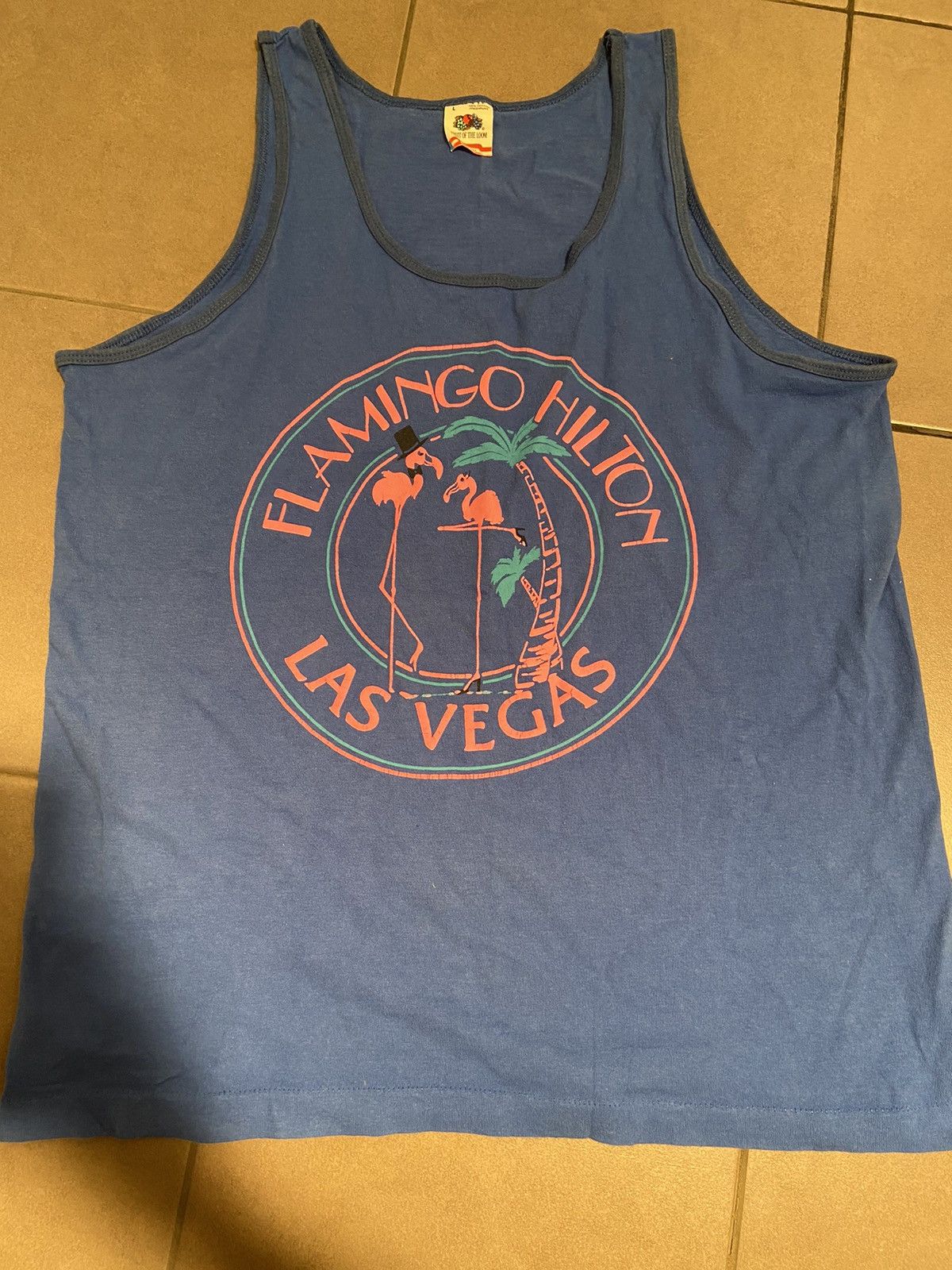 Fruit Of The Loom Flamingo Hilton LAS VEGAS Sleeveless T shirt Size US L / EU 52-54 / 3 - 5 Thumbnail