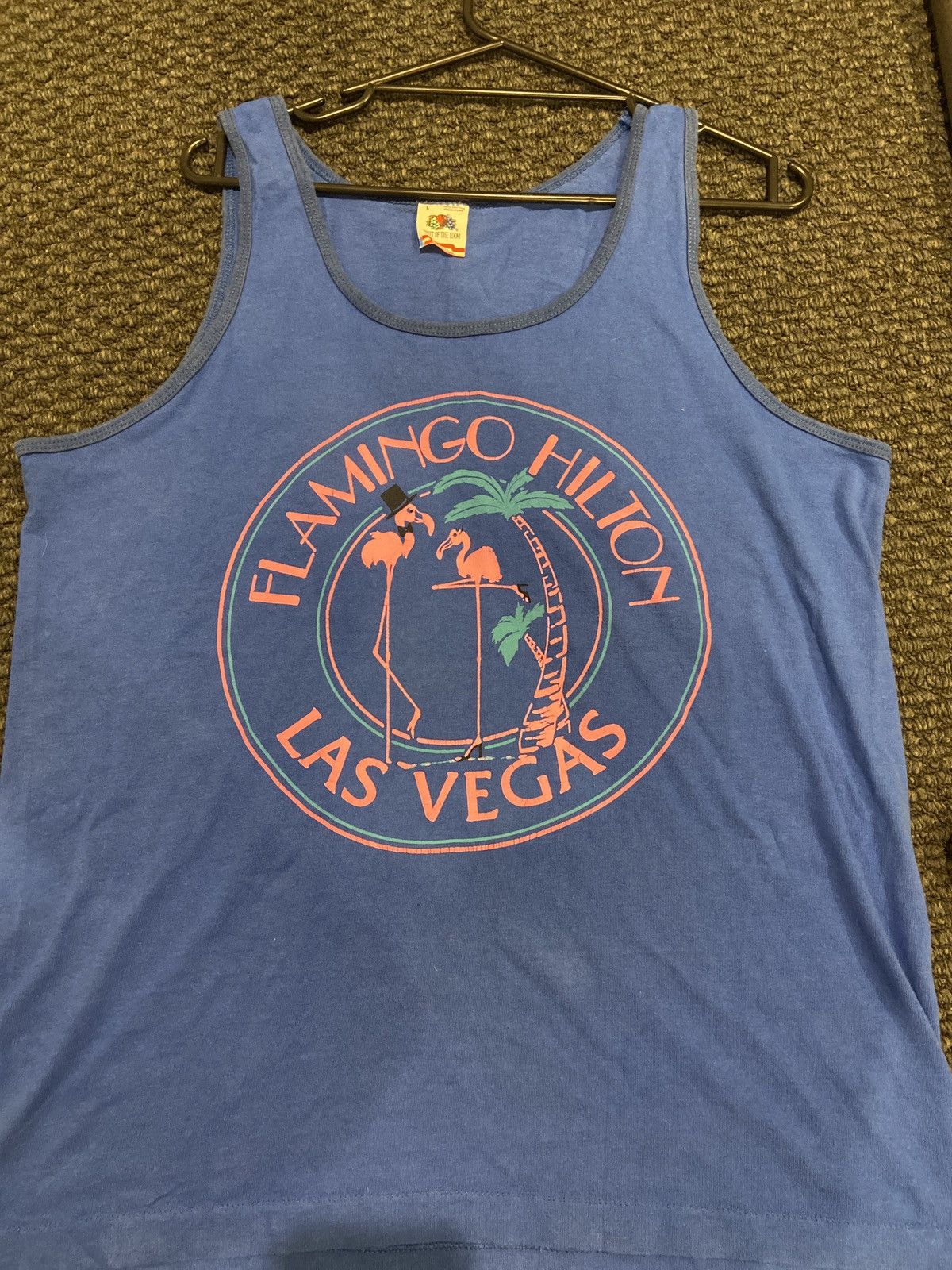 Fruit Of The Loom Flamingo Hilton LAS VEGAS Sleeveless T shirt Size US L / EU 52-54 / 3 - 11 Thumbnail