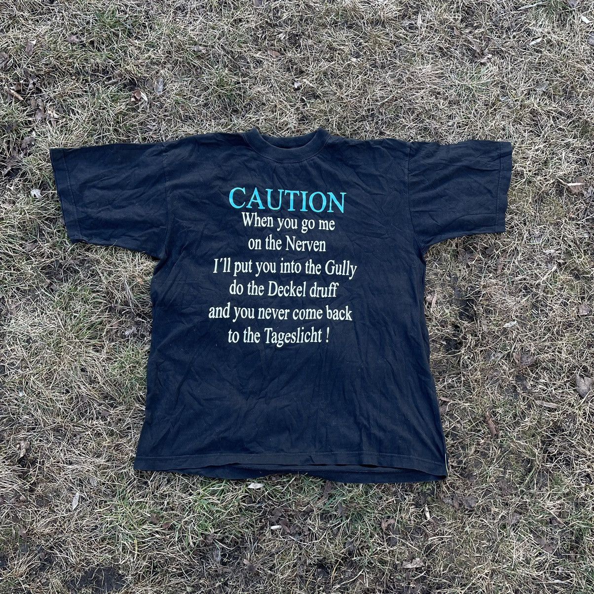 Vintage Vintage Y2K Graphic Tee Caution Warning Sun Faded Punk L Size US L / EU 52-54 / 3 - 3 Thumbnail