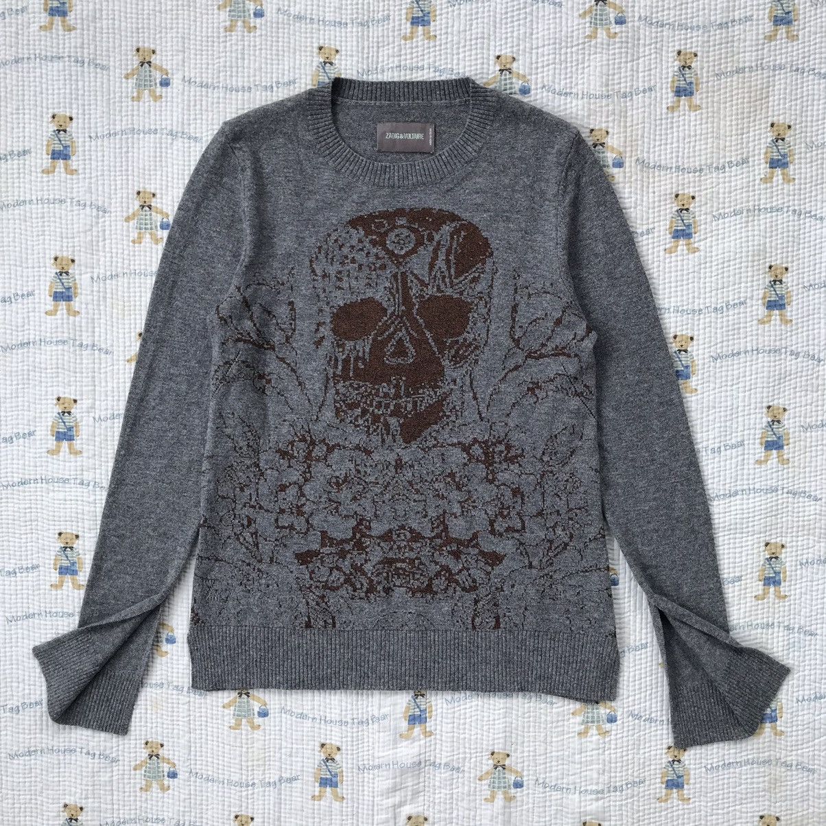 image of Cashmere Wool x Zadig Voltaire Zadig & Voltaire Skull Knitwear Sweatshirt in Grey, Women's (Size XS