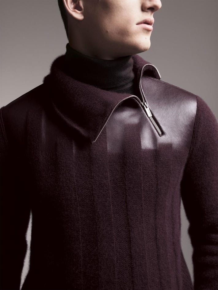 Hermes Hermes Cashmere Mock Neck Sweater with leather trim | Grailed