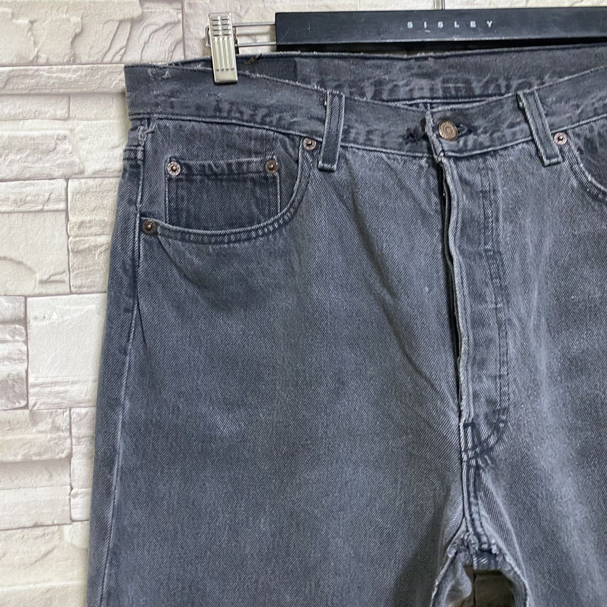 Levi's Vintage 90s Levis 501 Black Faded Jeans 34x35 Made USA Size US 34 / EU 50 - 6 Thumbnail