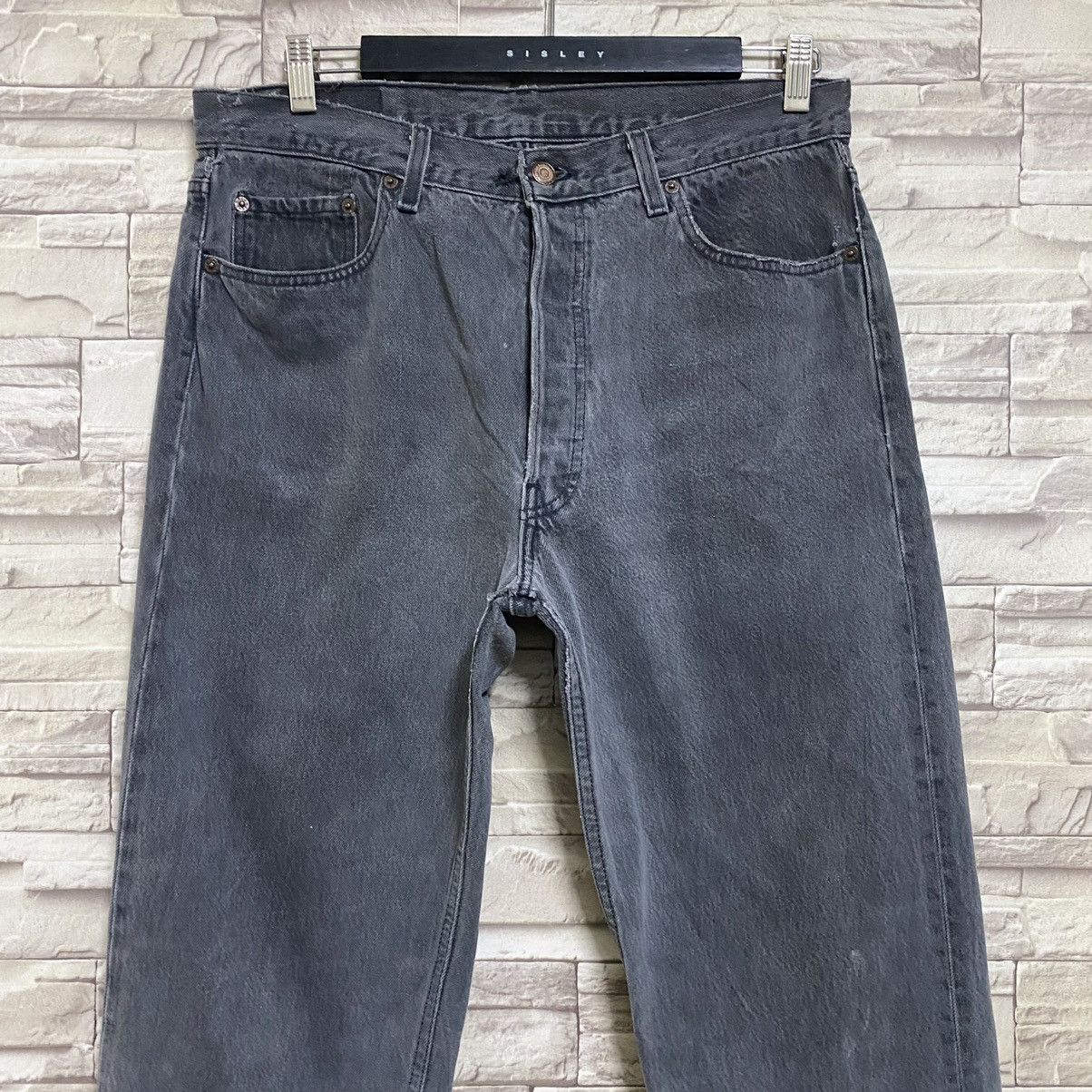 Levi's Vintage 90s Levis 501 Black Faded Jeans 34x35 Made USA Size US 34 / EU 50 - 4 Thumbnail