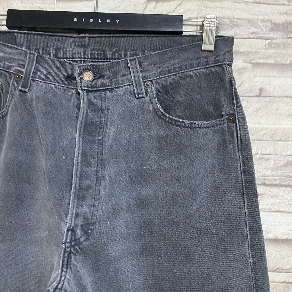 Levi's Vintage 90s Levis 501 Black Faded Jeans 34x35 Made USA Size US 34 / EU 50 - 7 Thumbnail
