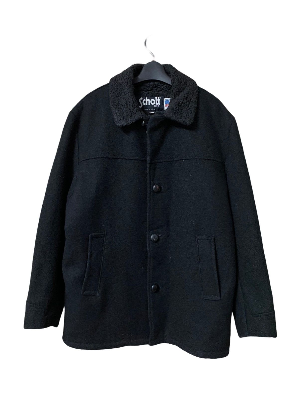 Schott × Vintage VINTAGE SCHOTT SHERPA LINING PEA COAT Size US L / EU 52-54 / 3 - 1 Thumbnail