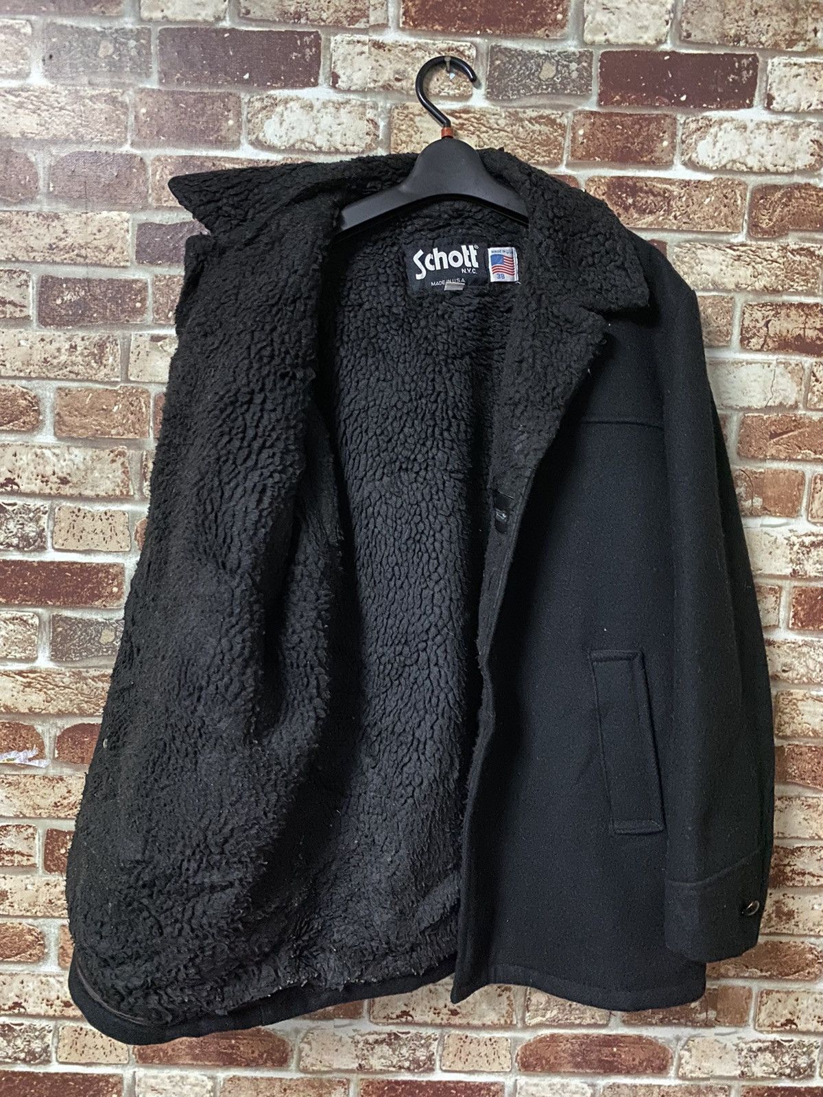 Schott × Vintage VINTAGE SCHOTT SHERPA LINING PEA COAT Size US L / EU 52-54 / 3 - 4 Thumbnail