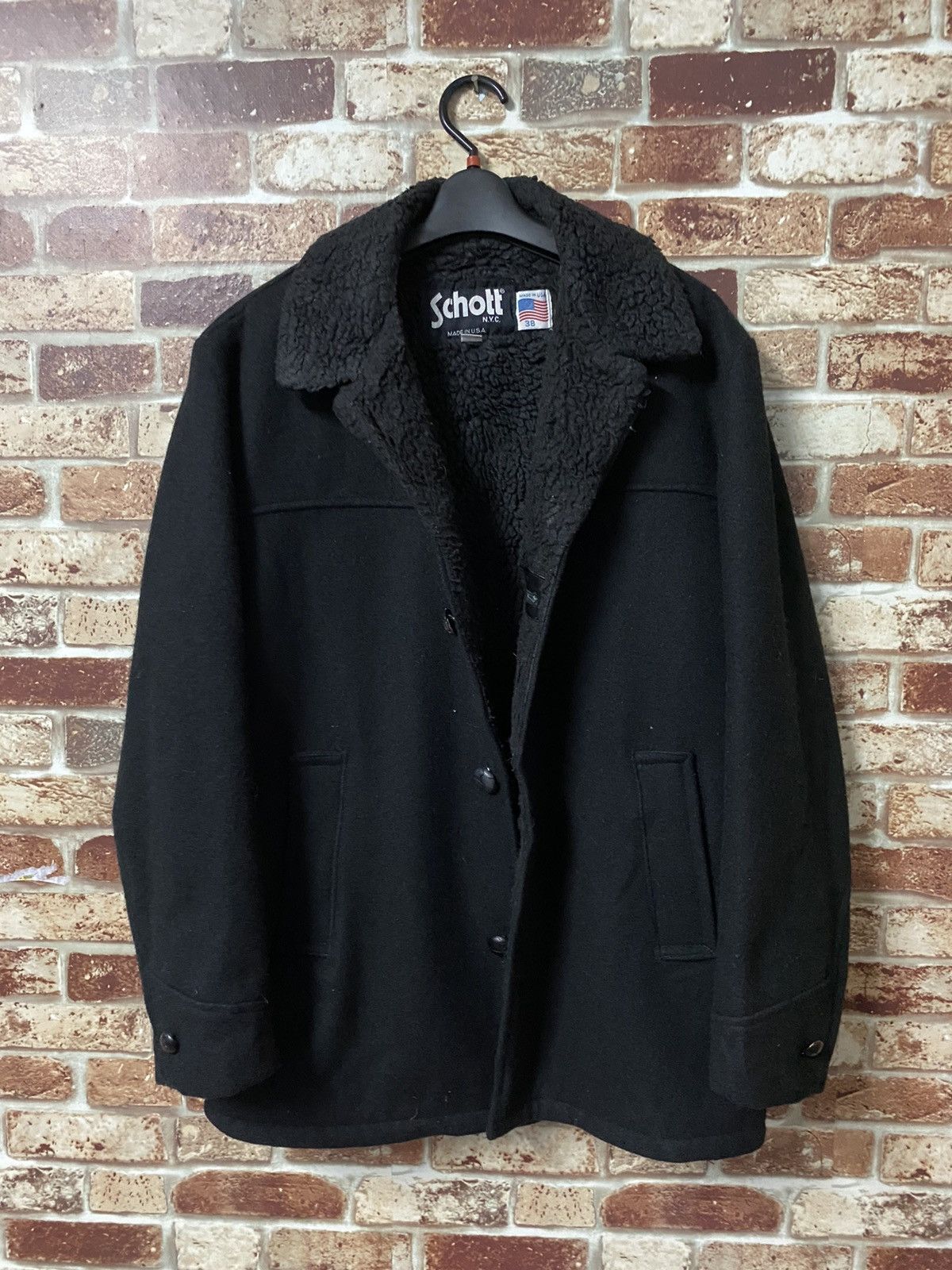 Schott × Vintage VINTAGE SCHOTT SHERPA LINING PEA COAT Size US L / EU 52-54 / 3 - 3 Thumbnail