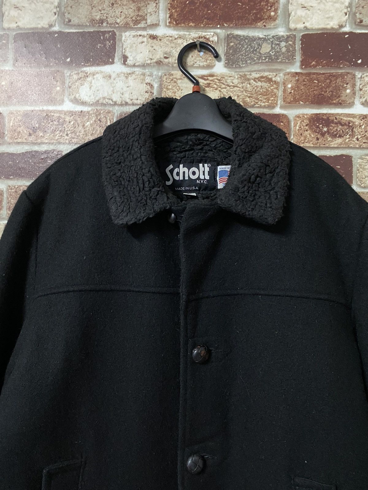 Schott × Vintage VINTAGE SCHOTT SHERPA LINING PEA COAT Size US L / EU 52-54 / 3 - 5 Thumbnail