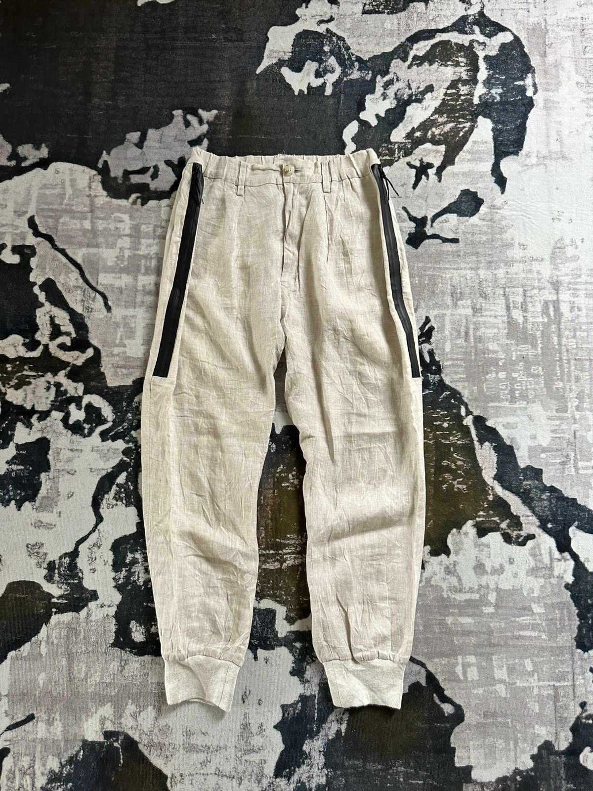 image of Archive Gomme Homme Side Zipper Linen Sweatpant in Chic Cream, Men's (Size 29)