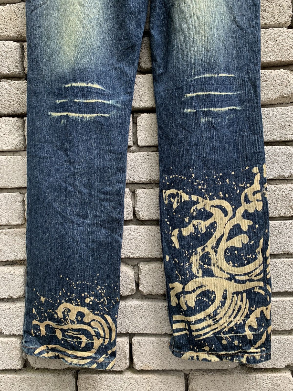 Art Comes First Dragon & Japanese Traditional Denim Pants Size US 31 - 13 Thumbnail