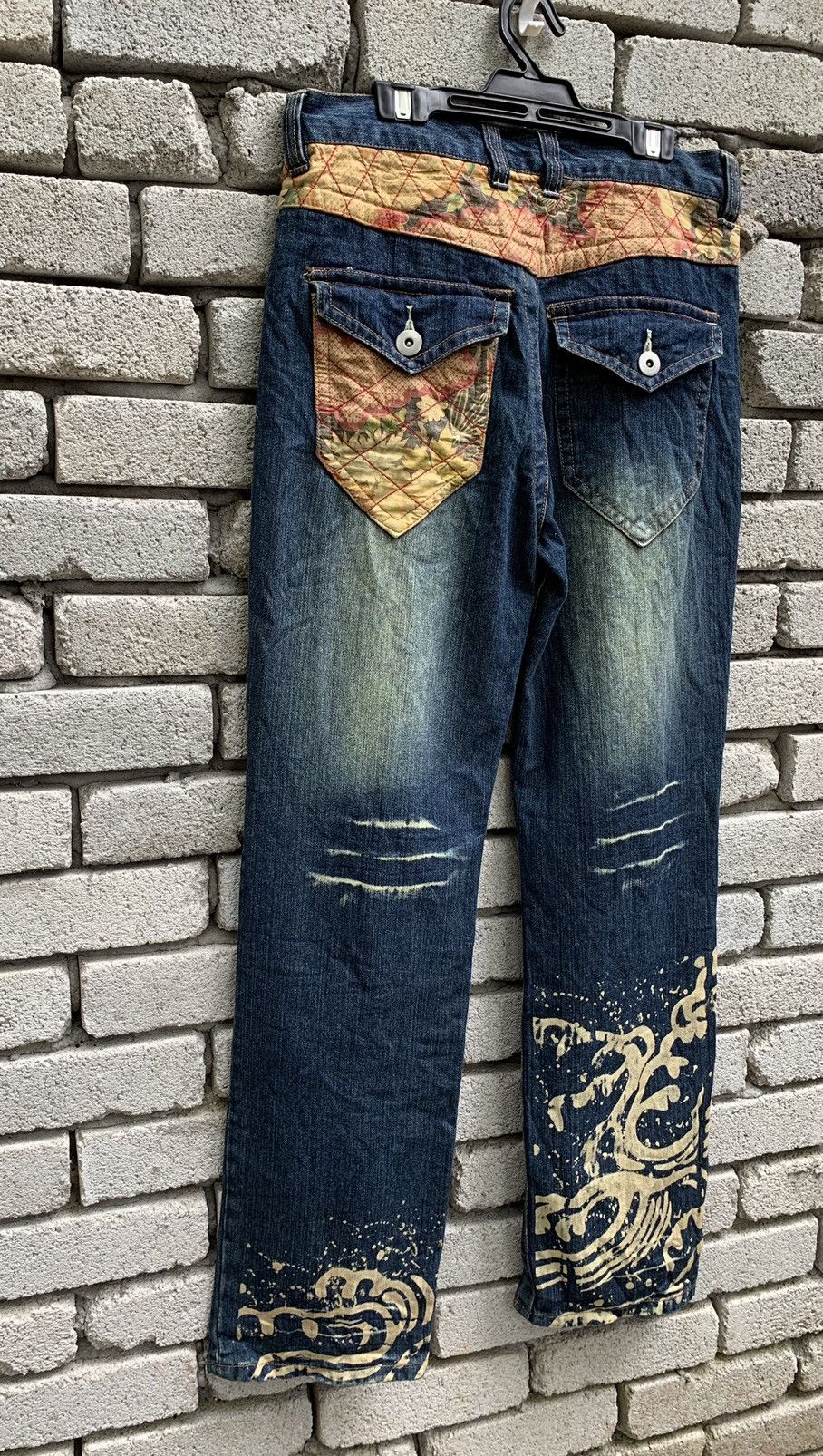 Art Comes First Dragon & Japanese Traditional Denim Pants Size US 31 - 8 Thumbnail