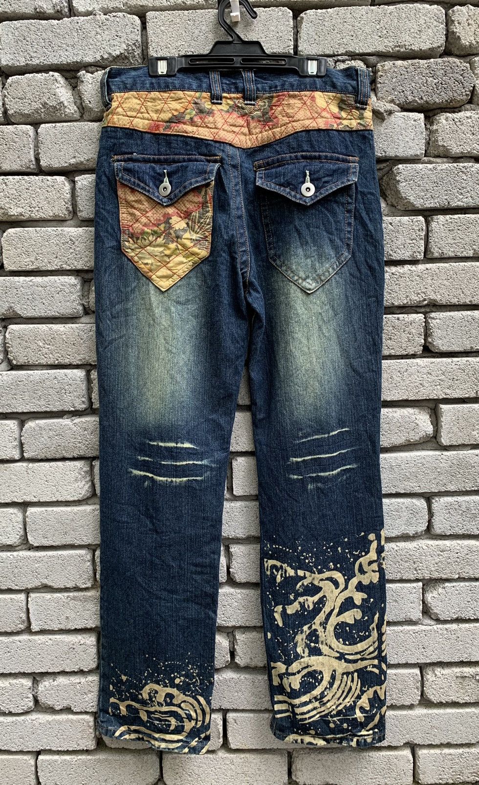 Art Comes First Dragon & Japanese Traditional Denim Pants Size US 31 - 7 Thumbnail