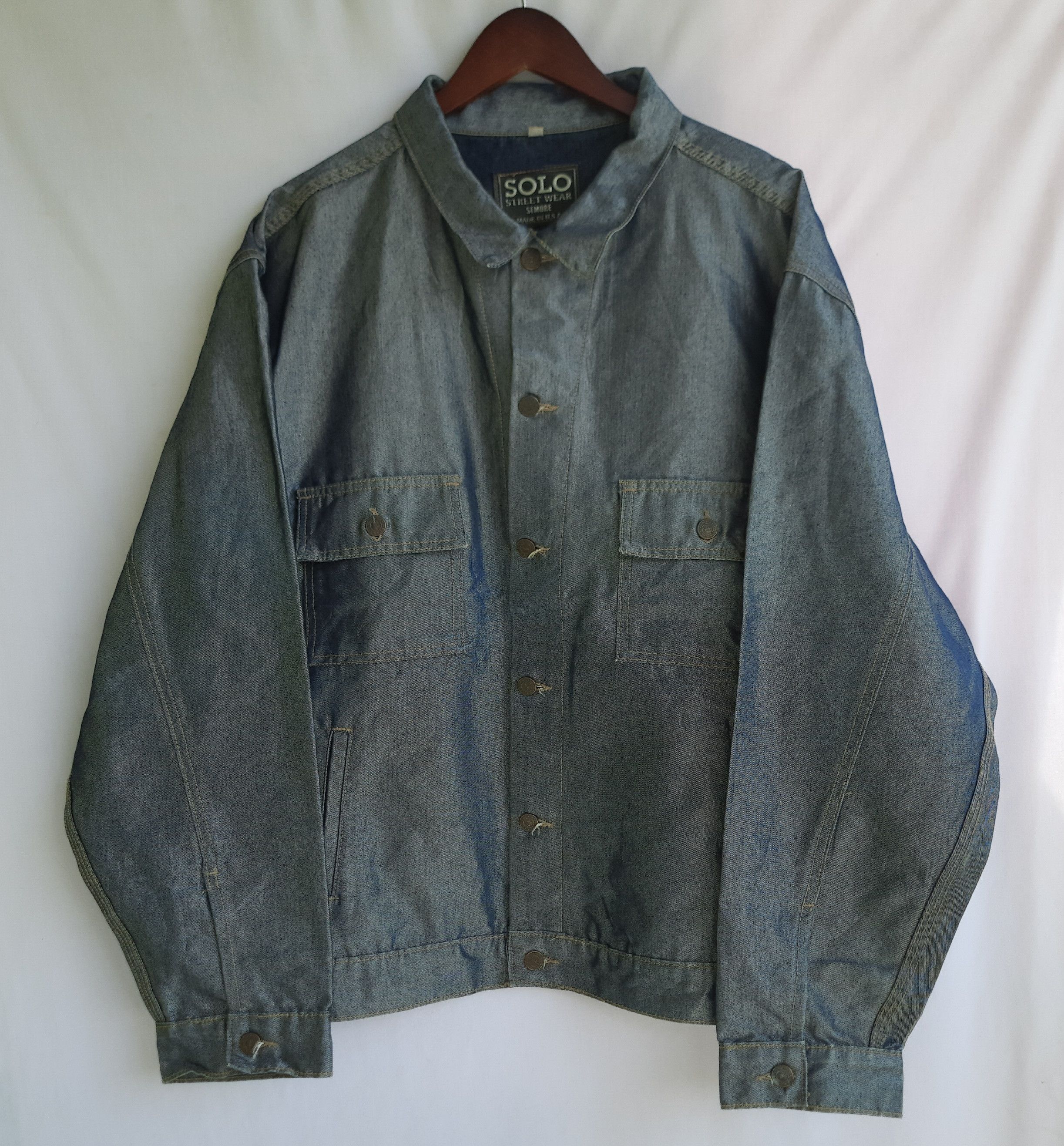 Japanese Brand Y2K SOLO SEMORE Luminous Engineering Denim Jacket Size US XL / EU 56 / 4 - 3 Thumbnail