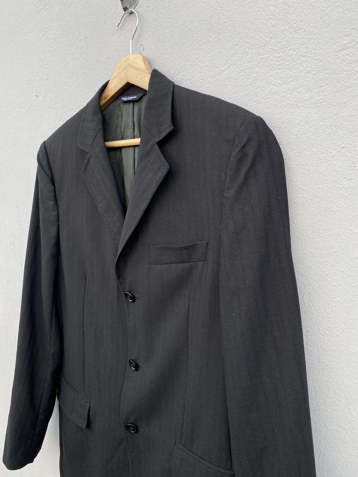 Dolce & Gabbana DOLCE & GABBANA Black Stripes Effect Wool Blended Blazer Size 46R - 4 Thumbnail