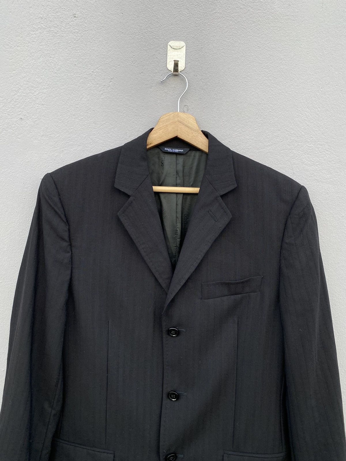 Dolce & Gabbana DOLCE & GABBANA Black Stripes Effect Wool Blended Blazer Size 46R - 3 Thumbnail