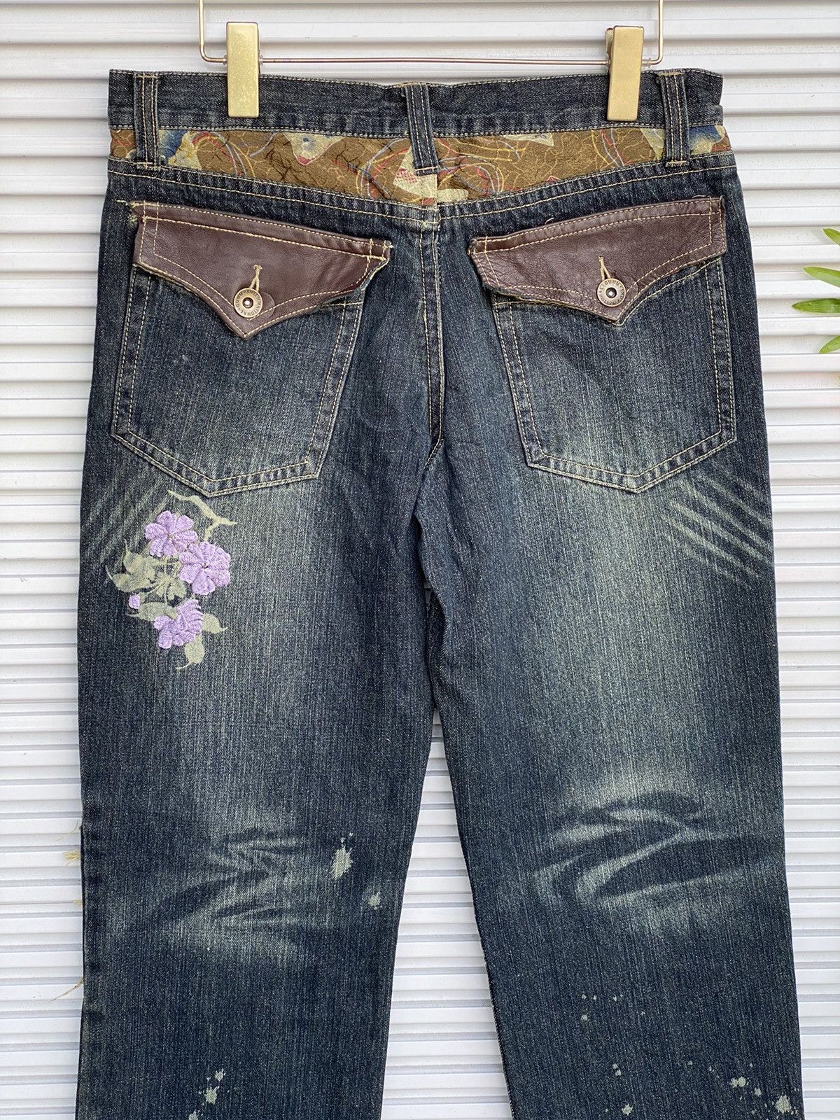 Japanese Brand Vintage Sukajan Floral Embroidered Denim Size US 32 / EU 48 - 7 Thumbnail