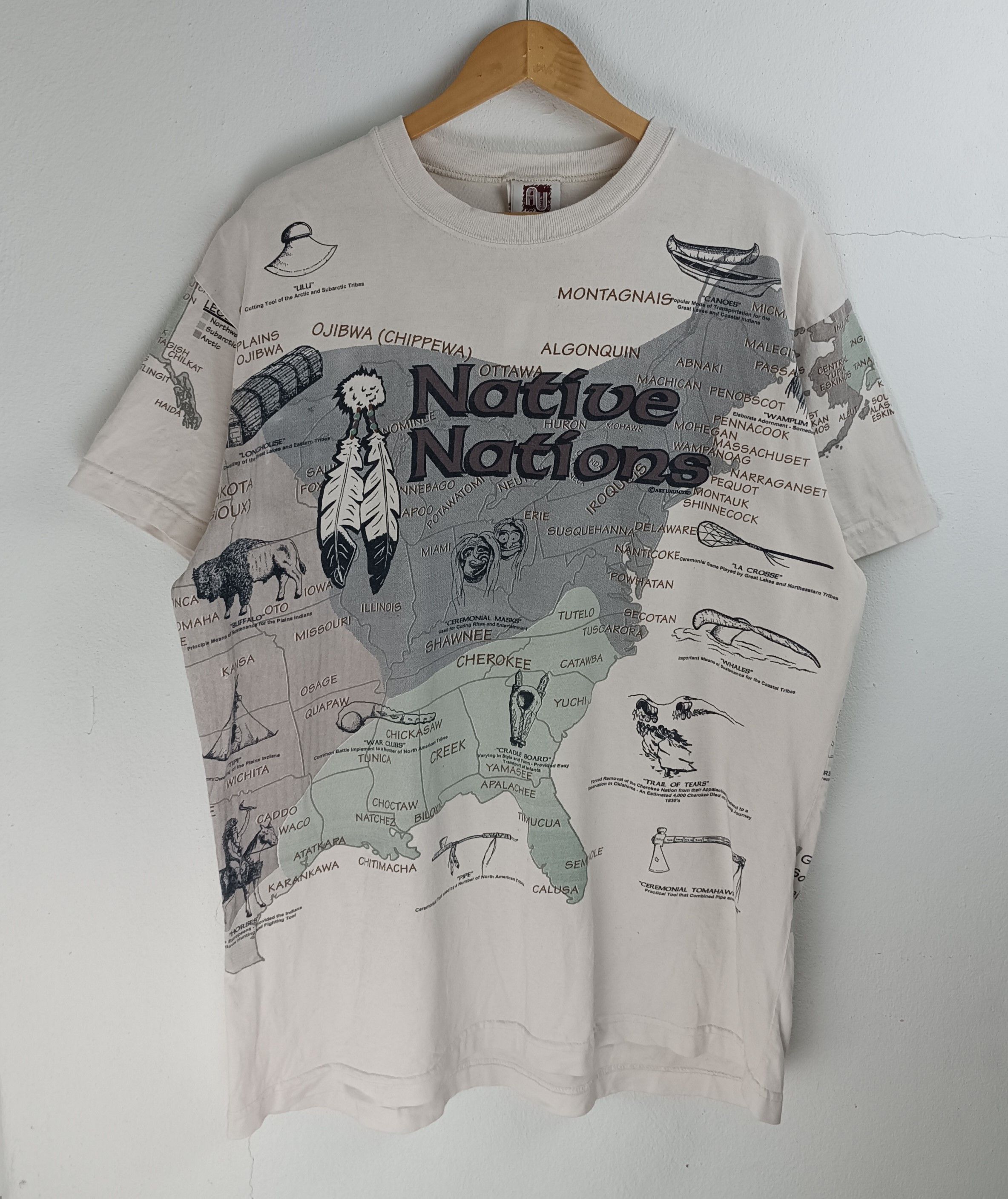 Vintage RARE🔥VINTAGE NATIVE NATIONS AOP MAP TEE Size US XL / EU 56 / 4 - 3 Thumbnail