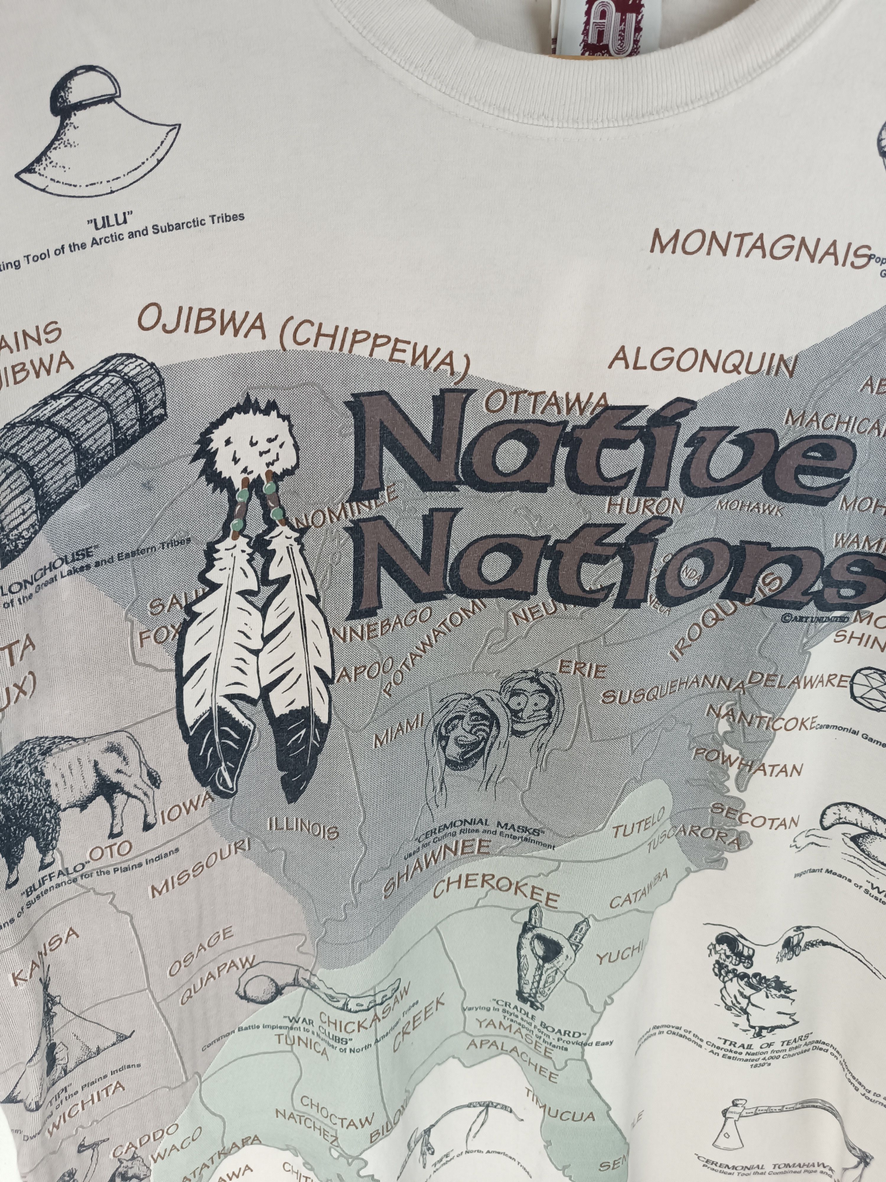 Vintage RARE🔥VINTAGE NATIVE NATIONS AOP MAP TEE Size US XL / EU 56 / 4 - 8 Thumbnail
