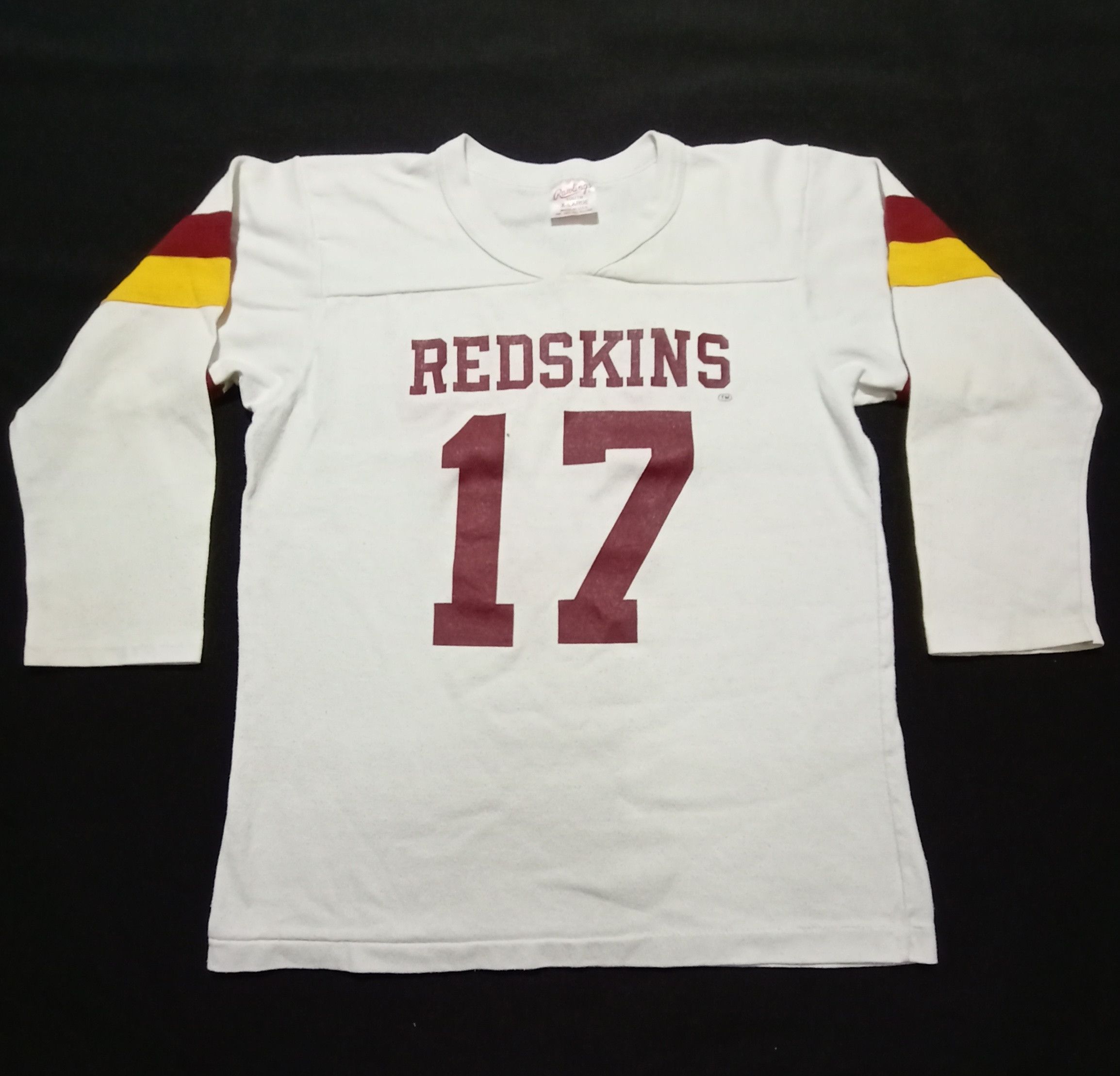 image of Athletic x Made In USA Vintage Washington Redskins 17 Rawlings Youth XL Tee in White, Women's (Size