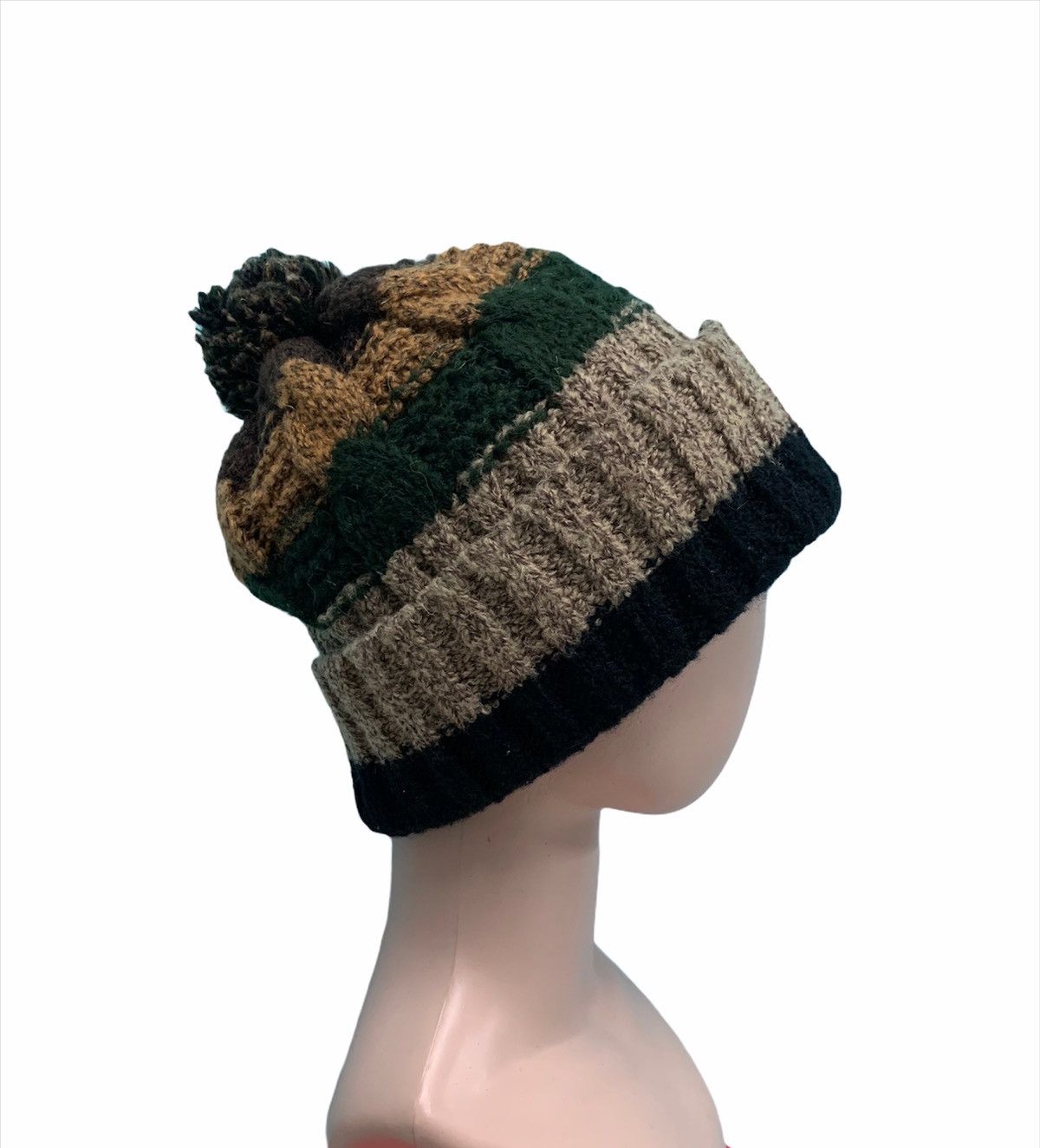 CA4LA 🇯🇵 RARE ‼️ Crochet Knitted Ca4la Multicolor Striped Beanie Cap Size ONE SIZE - 1 Thumbnail