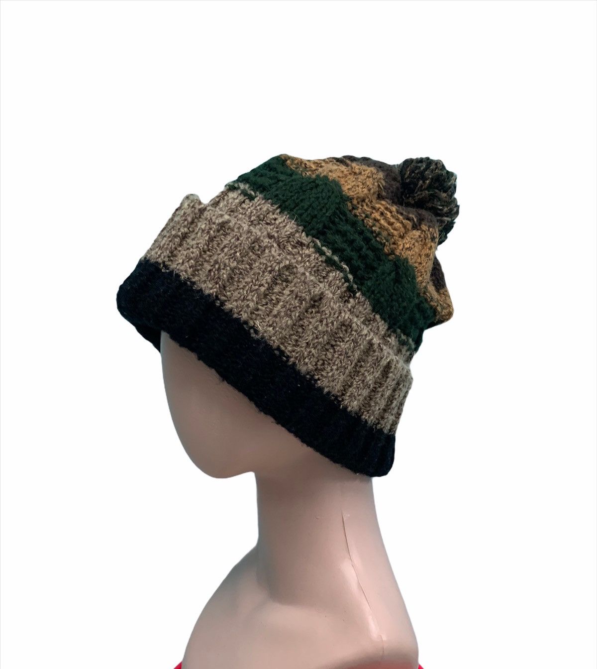 CA4LA 🇯🇵 RARE ‼️ Crochet Knitted Ca4la Multicolor Striped Beanie Cap Size ONE SIZE - 2 Thumbnail