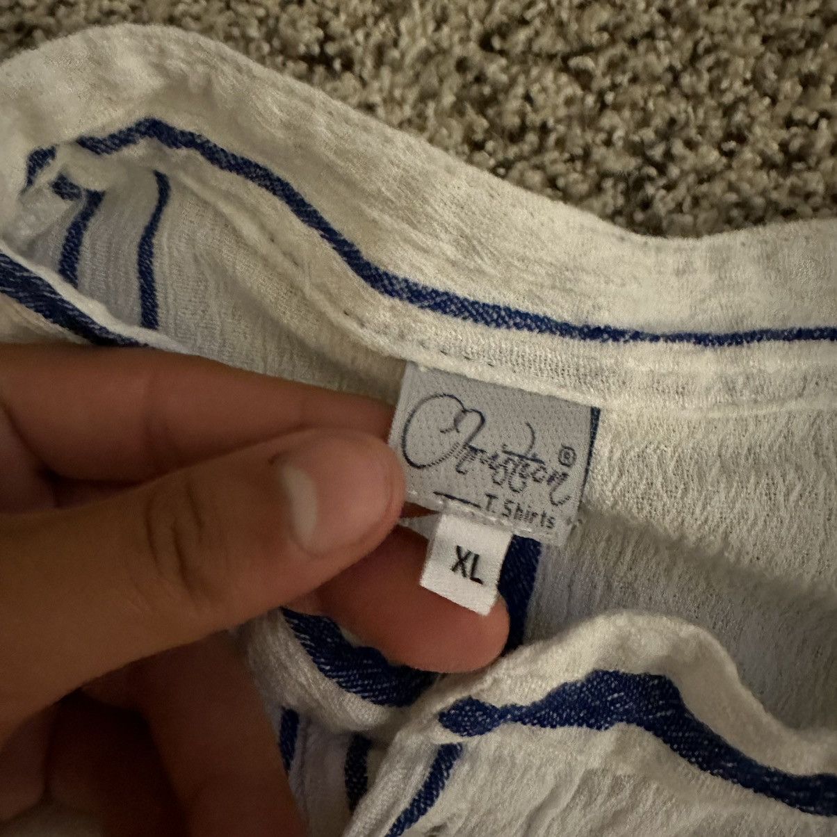 Vintage White and Blue Striped Linen Long Sleeve Size US XL / EU 56 / 4 - 5 Thumbnail