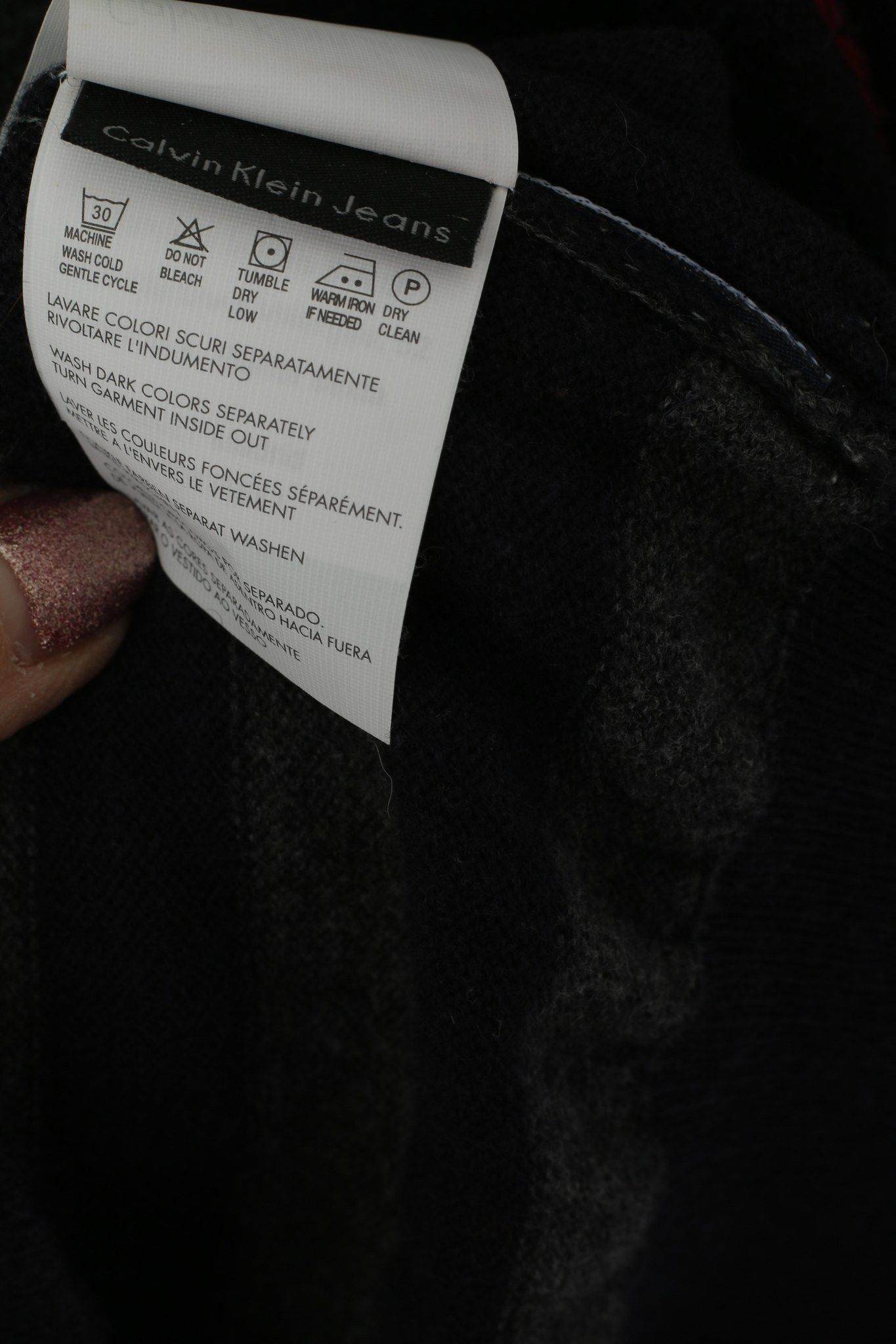 Calvin Klein × Vintage Calvin Klein Jeans Men S Jumper Navy Cotton Wool Blend 5619 Size US S / EU 44-46 / 1 - 5 Thumbnail
