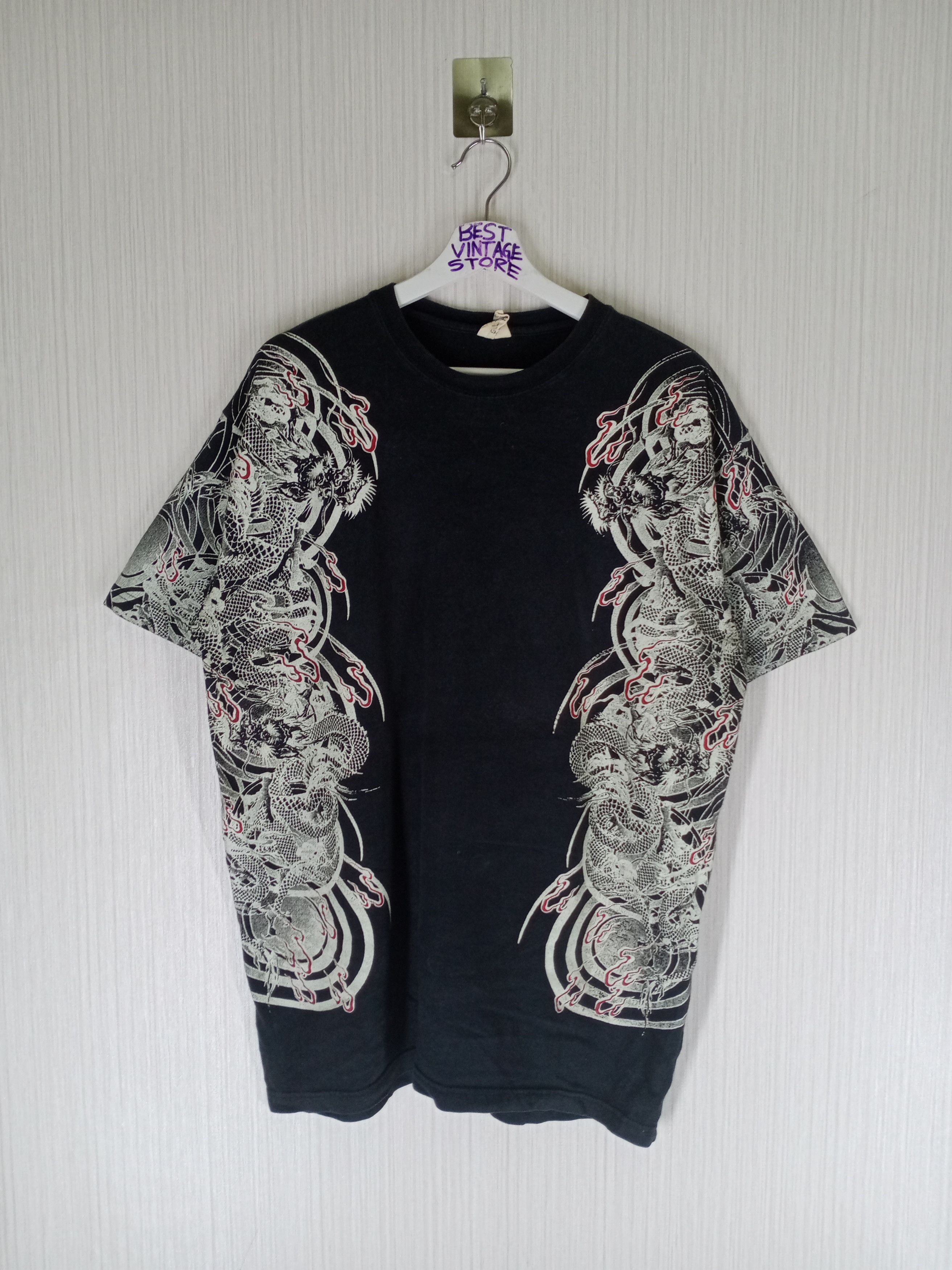 Japanese Brand Dragon Tshirt Sukajan Dragon Overprint