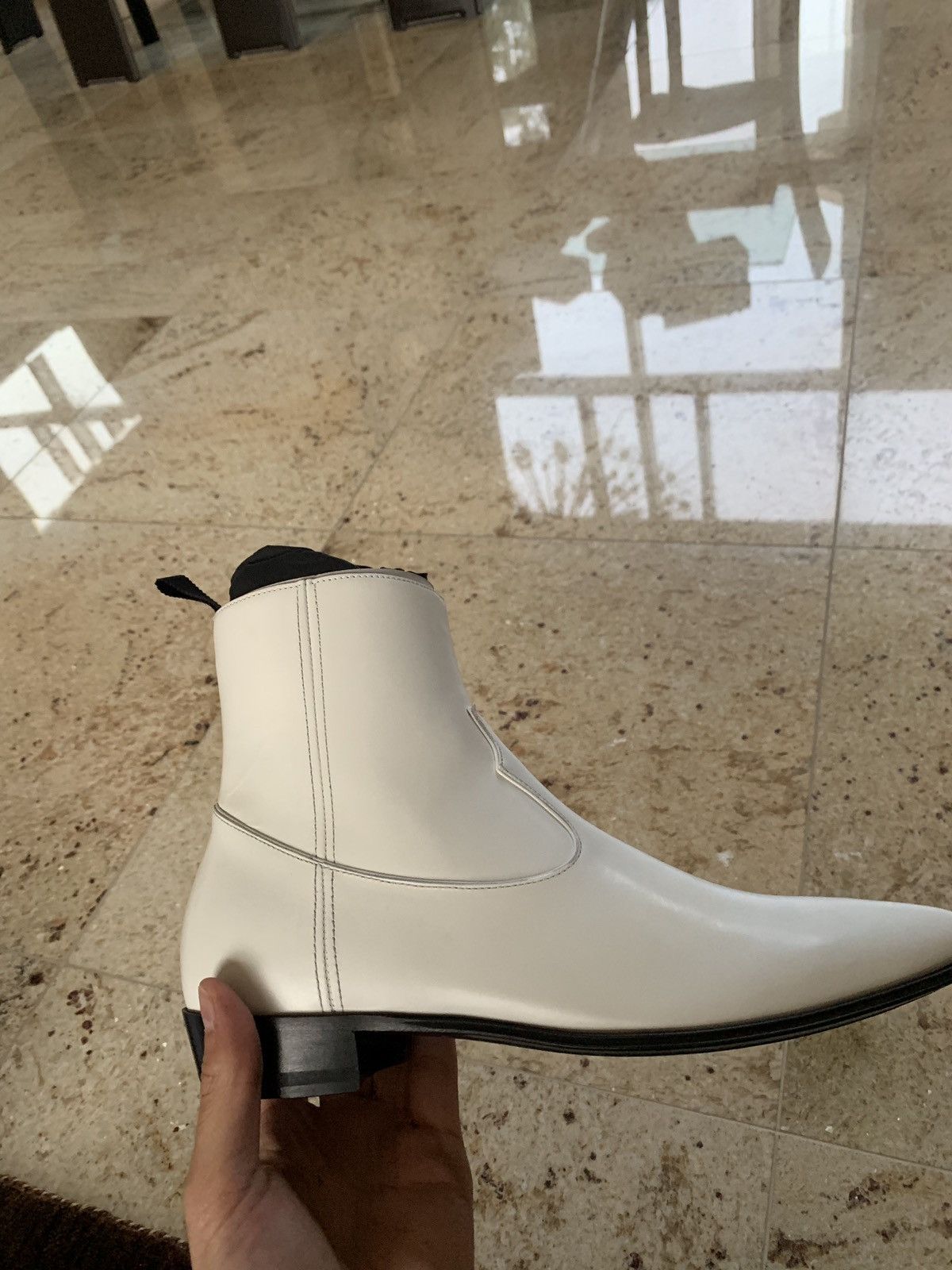 image of Celine Jacno Boots In White Calfskin, Men's (Size 6)